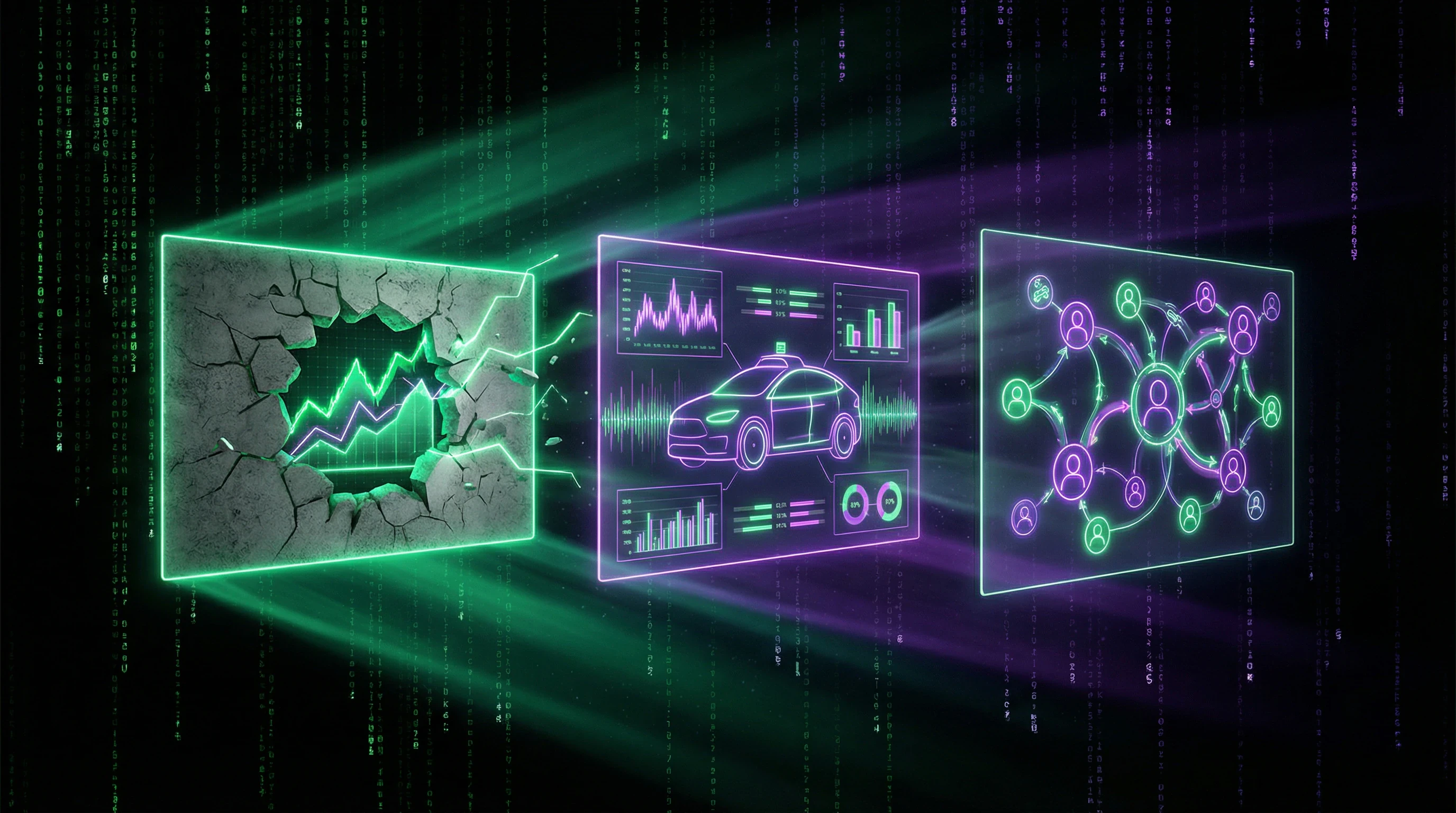 Visualization of three main AI myths in 2025 with their cognitive triggers