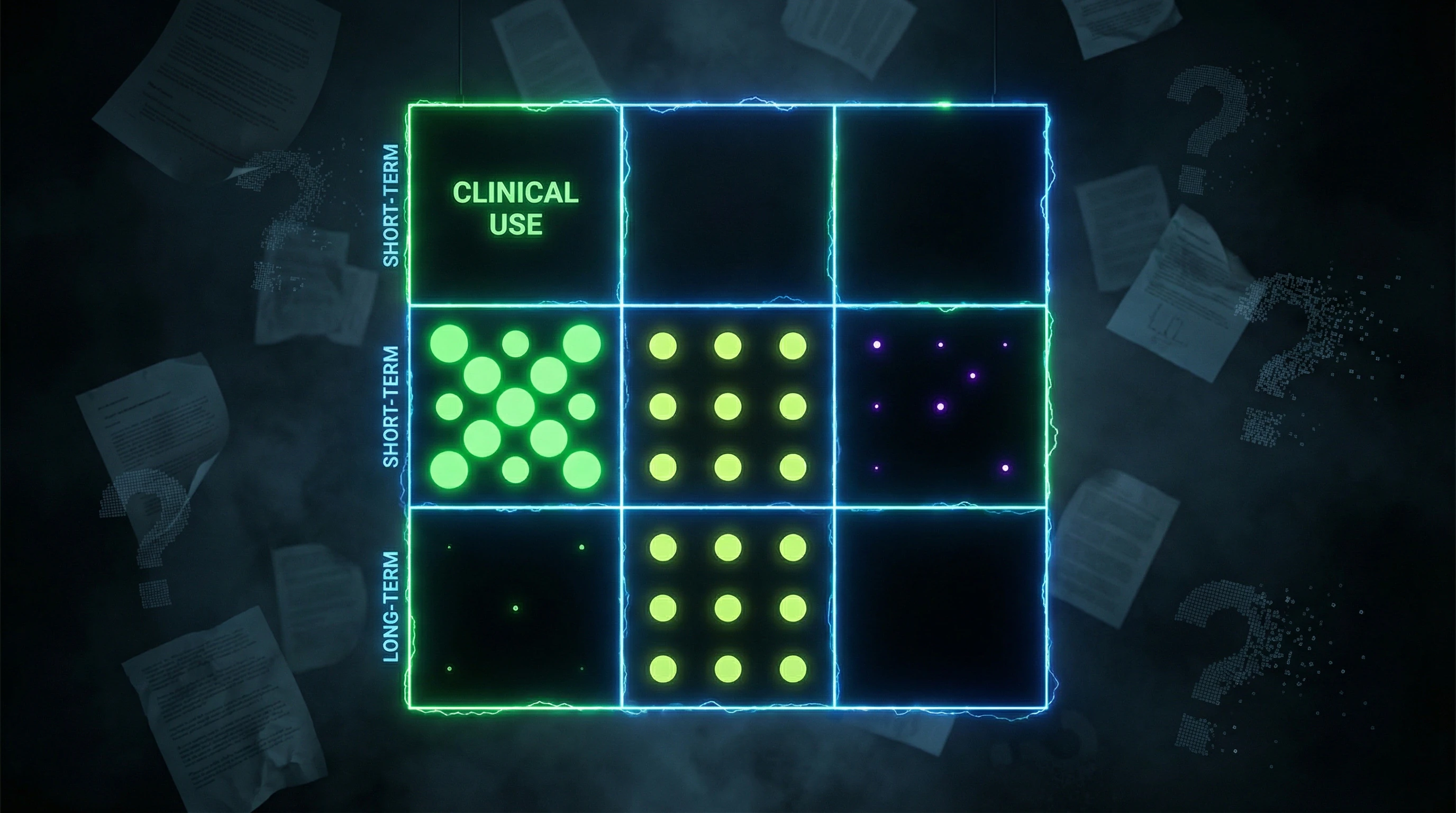 Evidence quality matrix for AI companion efficacy by application type and time horizon