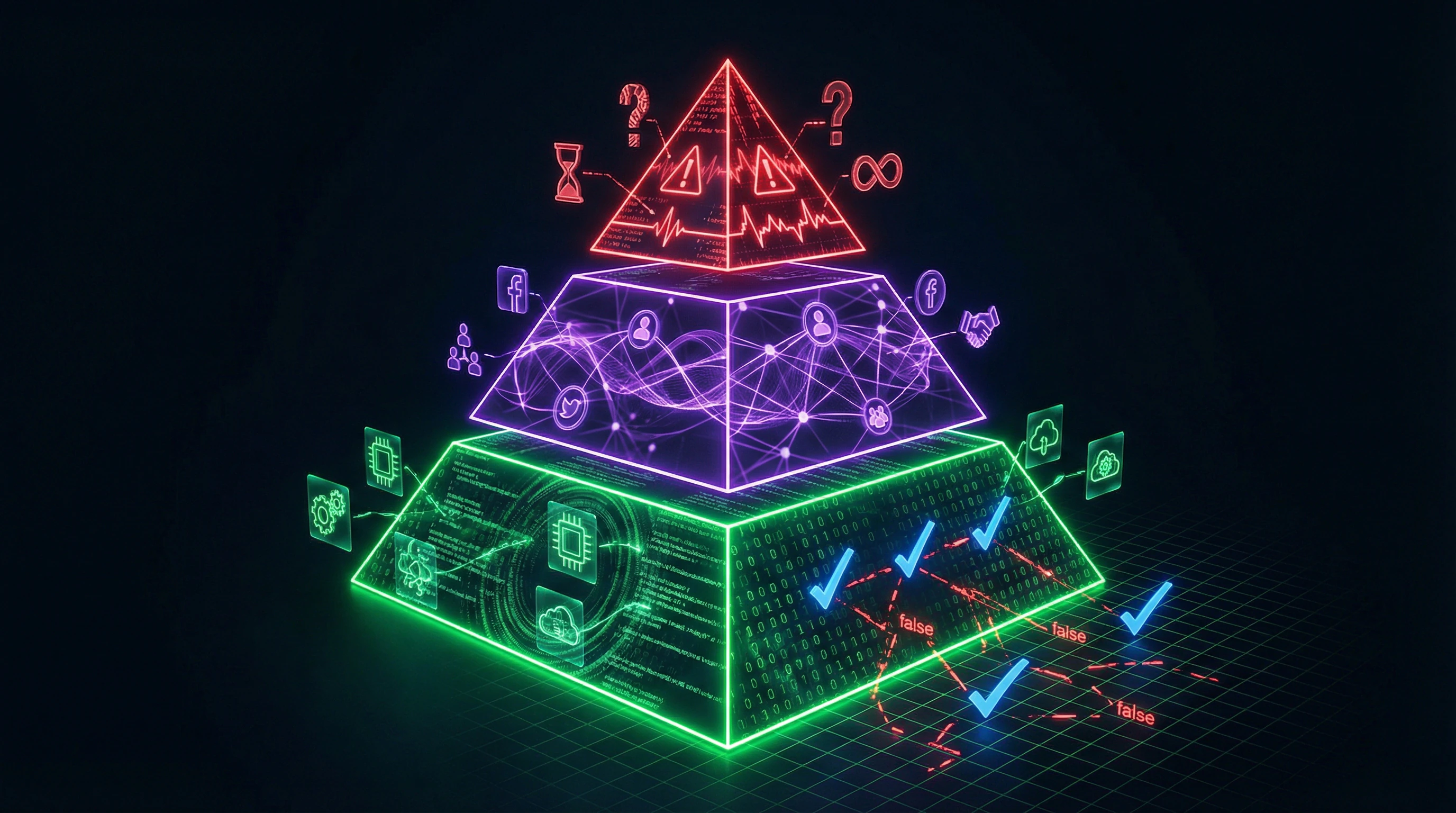 Three-level taxonomy of AI myths with visualization of technical, social, and existential categories