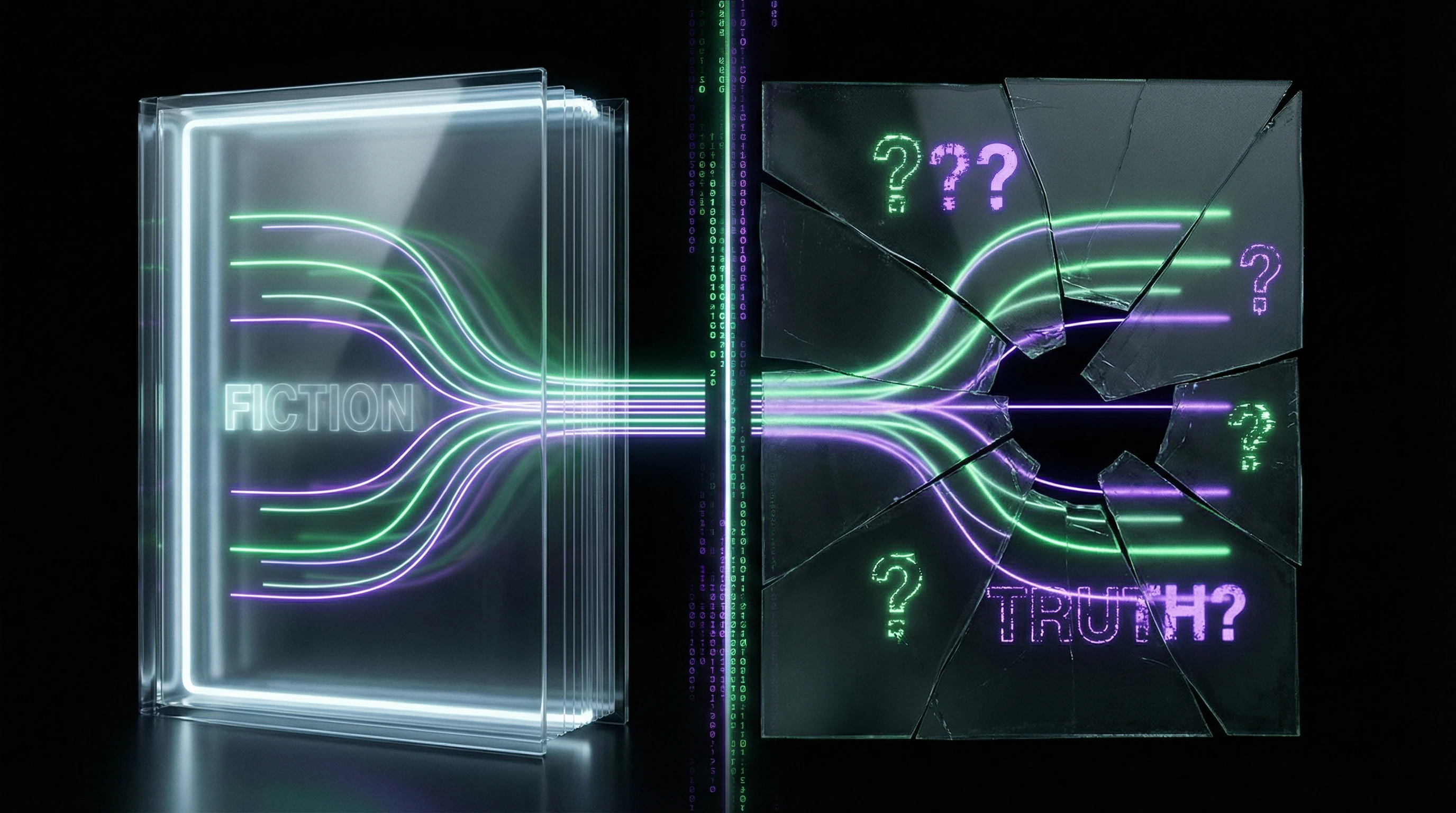 Visual demarcation between acknowledged fiction of alternative history and conspiracy theory claims to truth