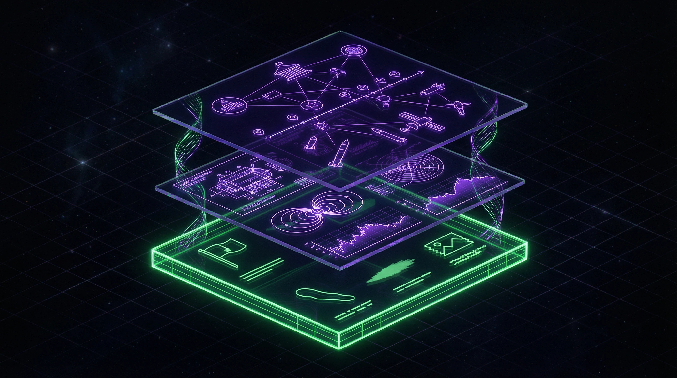Three-layer diagram of conspiracy narrative with visual, technical, and geopolitical levels of persuasiveness