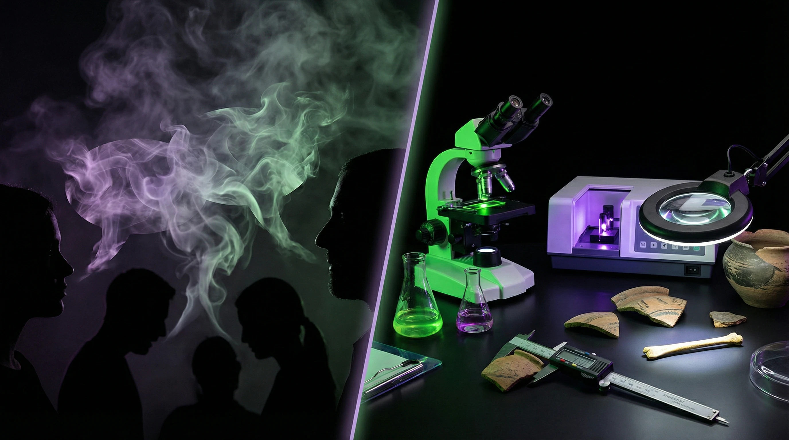 Conceptual visualization of the gap between oral testimony and material evidence