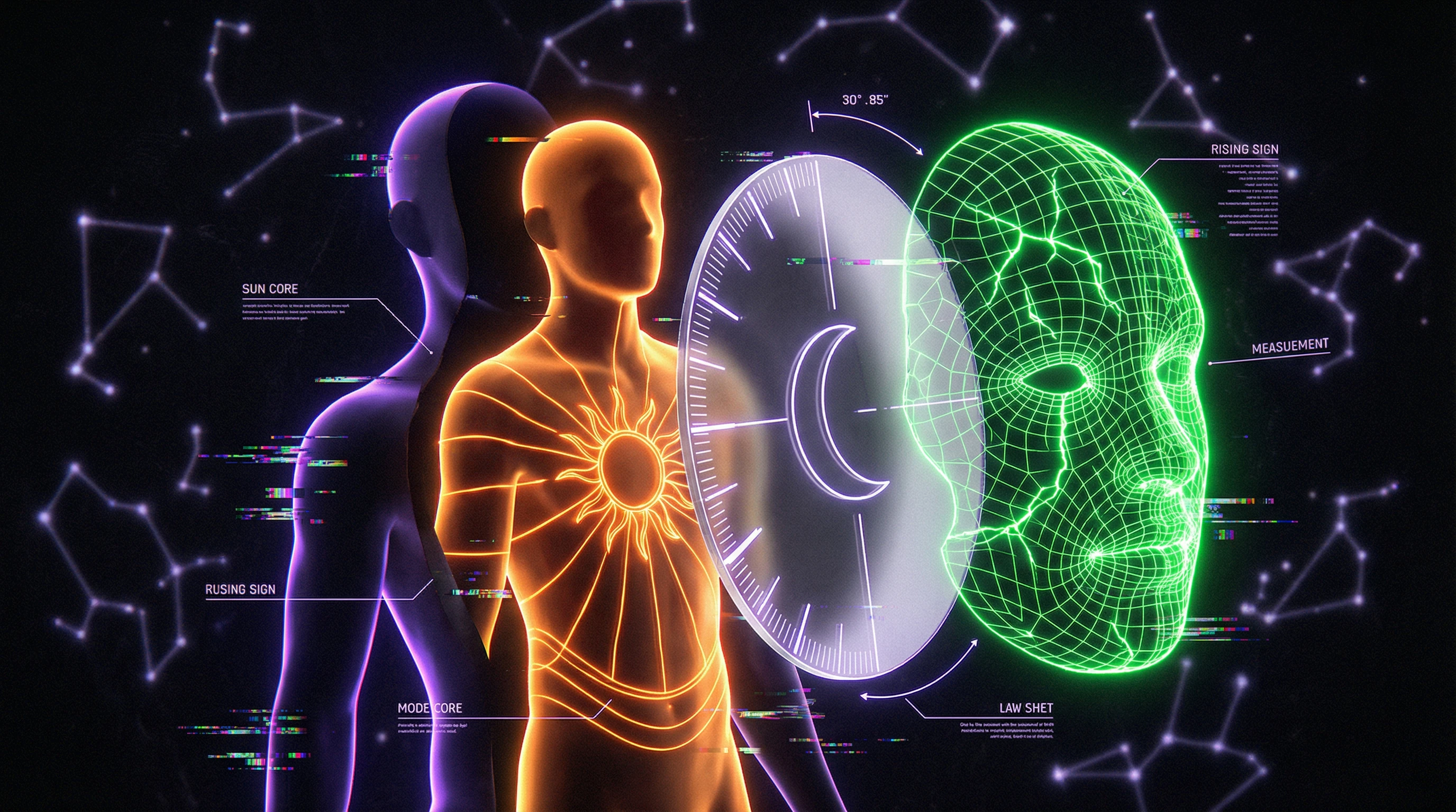 Diagram of personality fragmentation in the astrological system highlighting the ascendant as a separate layer