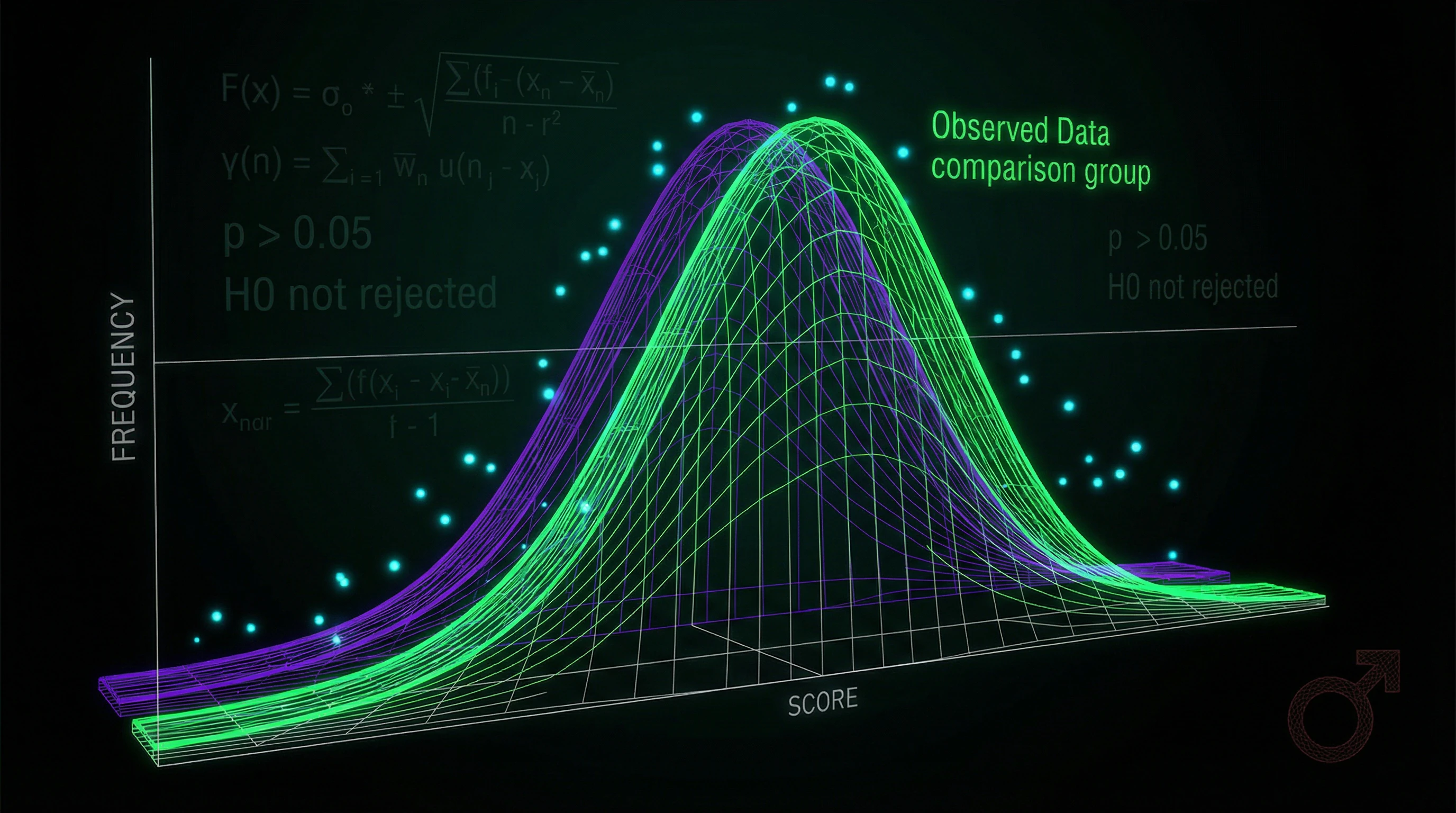 Visualisierung statistischer Verteilungen der Mars-Position für Sportler und Kontrollgruppe, die das Fehlen signifikanter Unterschiede zeigt