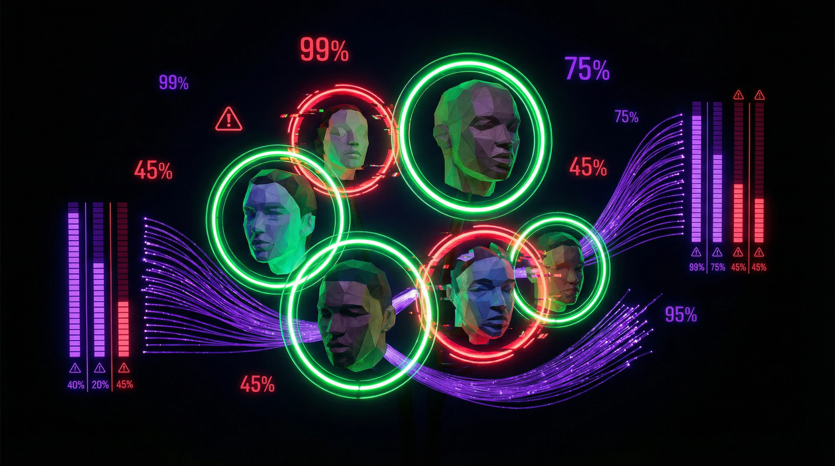 Visualization of systematic biases in facial recognition accuracy across different demographic groups