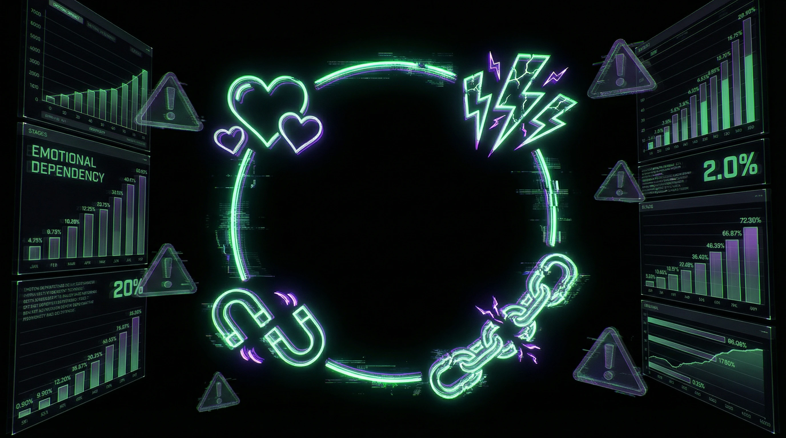 Cyclical diagram of toxic relationships in the twin flames concept