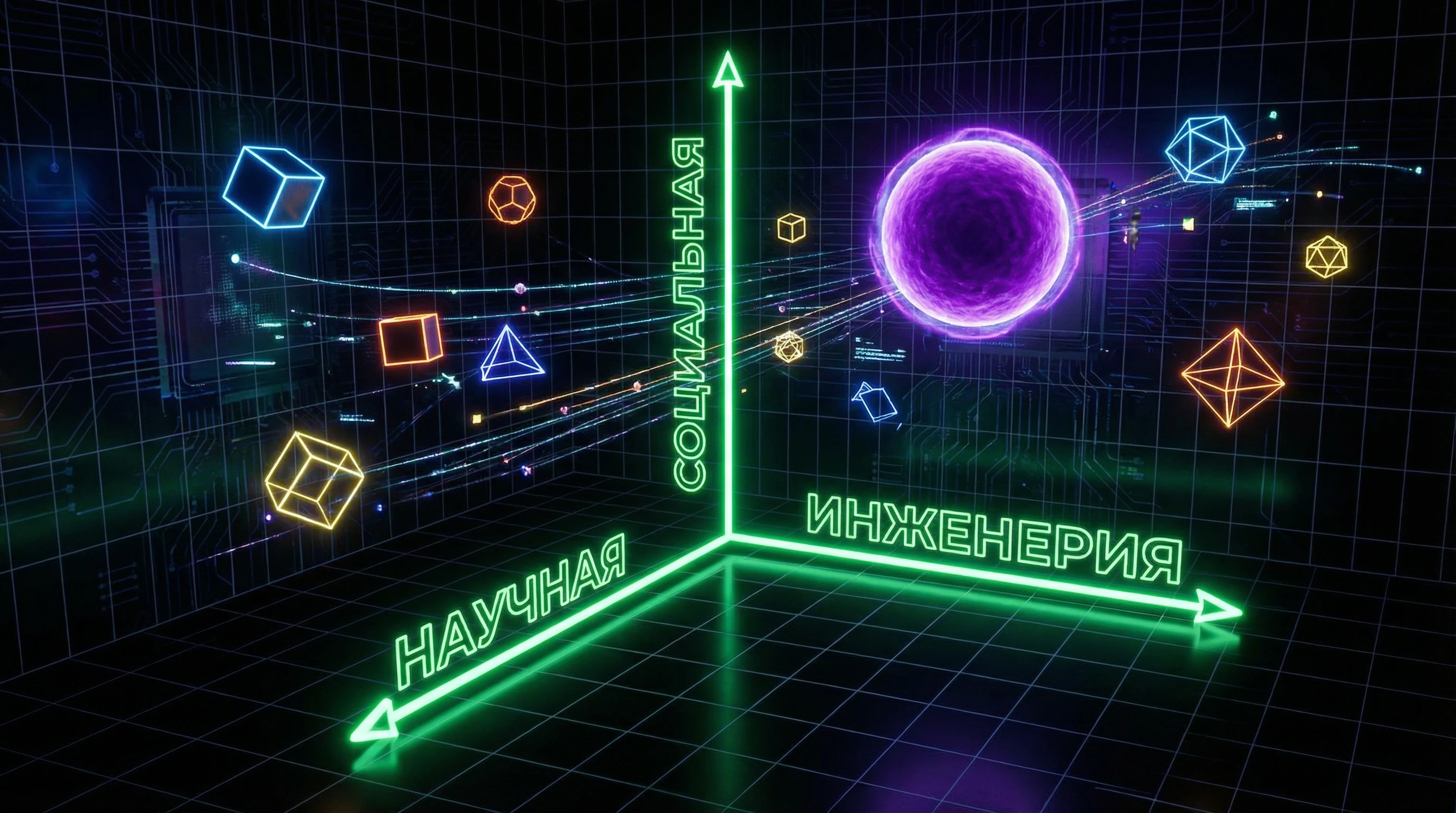 Three-dimensional diagram of technological breakthrough dimensions with axes of scientific novelty, engineering excellence, and social impact