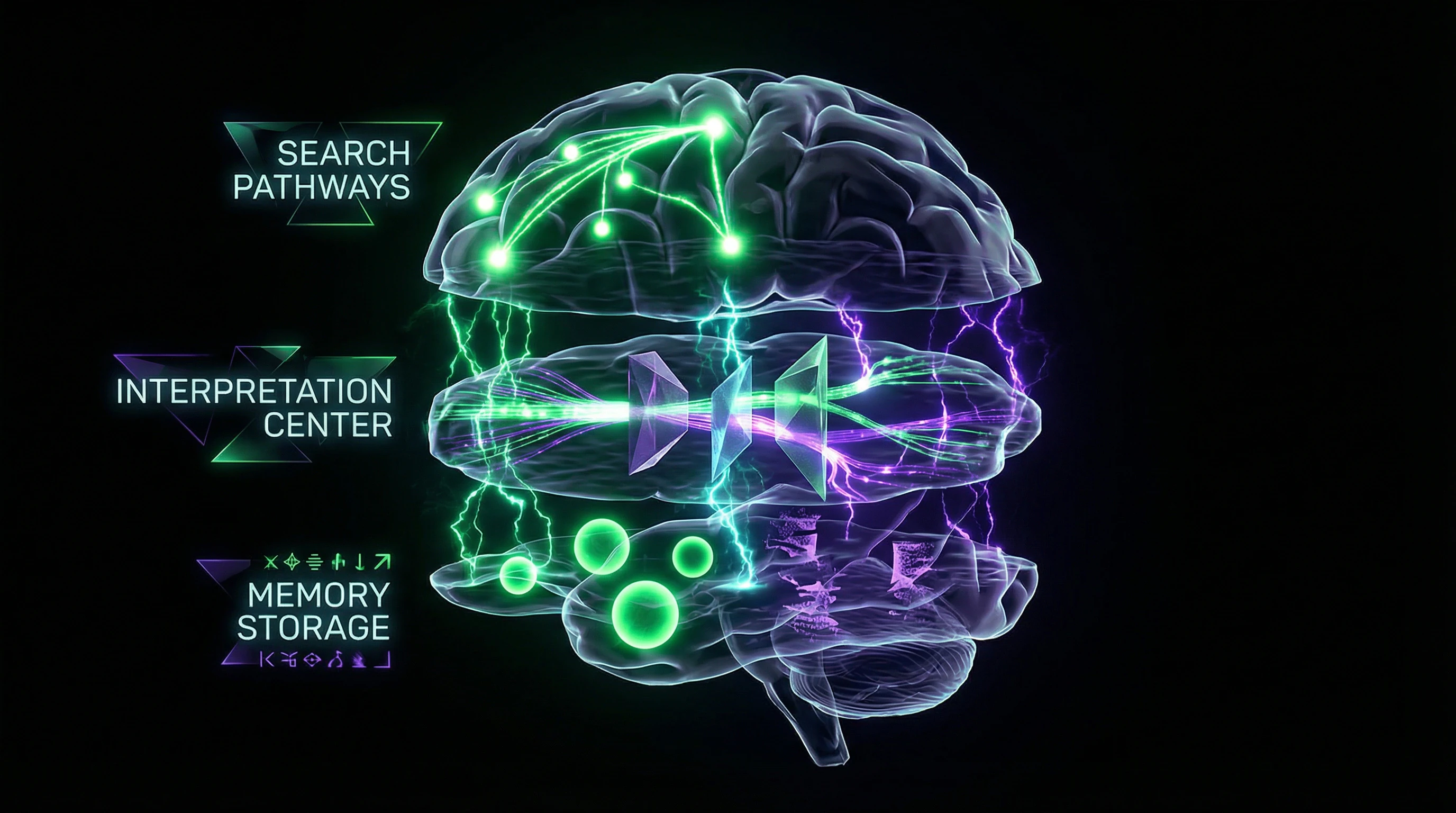 Visualization of three-level structure of confirmation bias with neural pathways