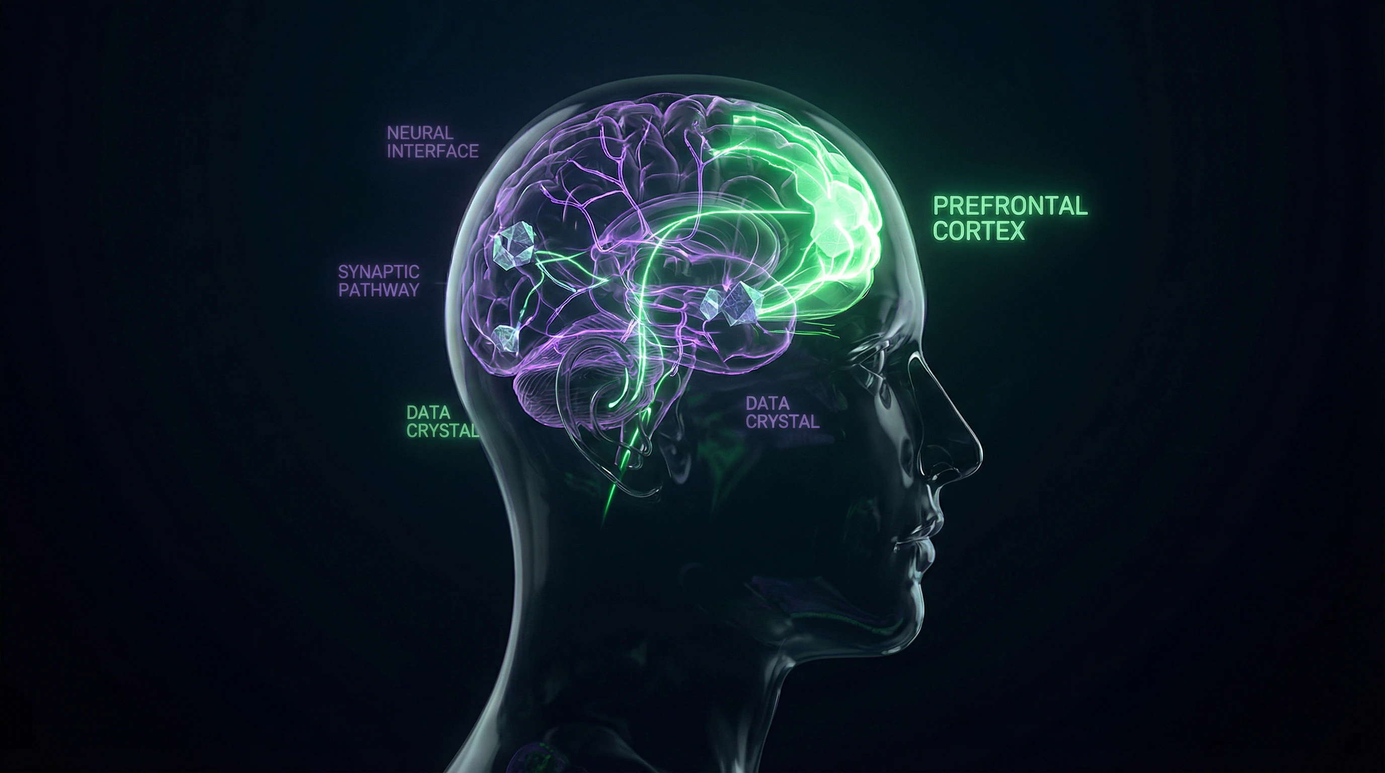 Schematic representation of brain structure activation during crystal ritual