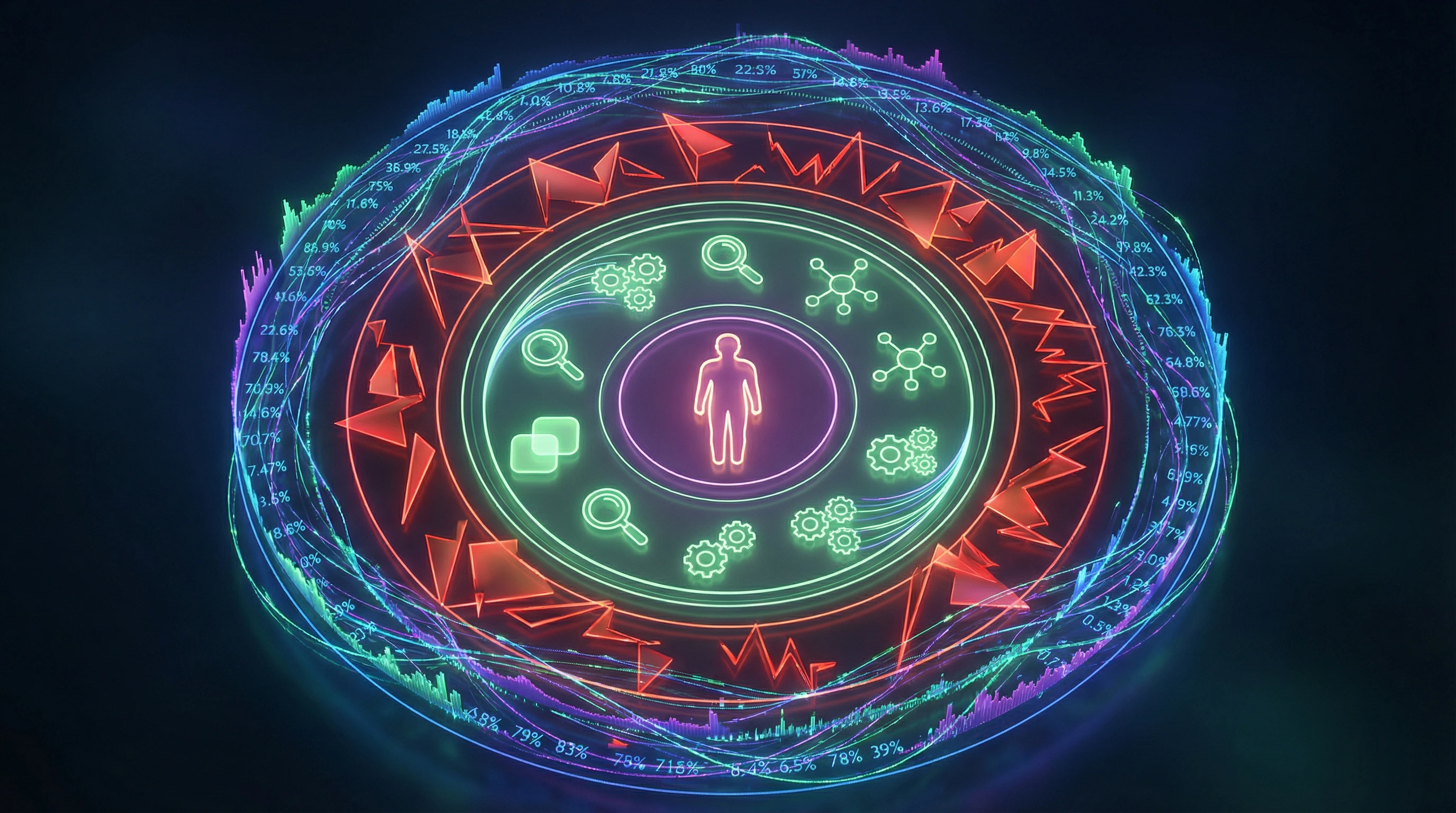 Detailed infographic of internet traffic structure with breakdown of bot types and human activity
