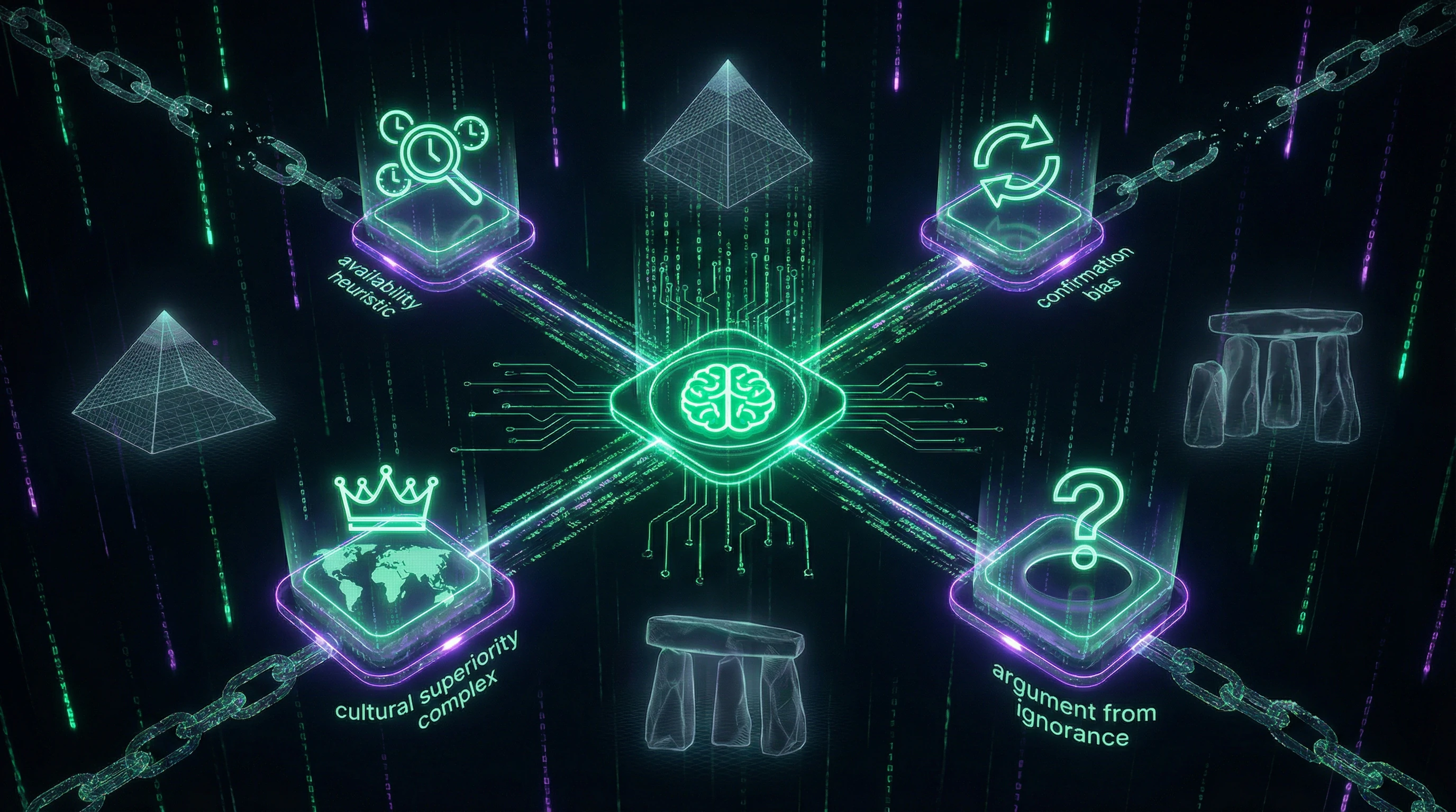 Visualization of cognitive biases in perception of ancient technologies