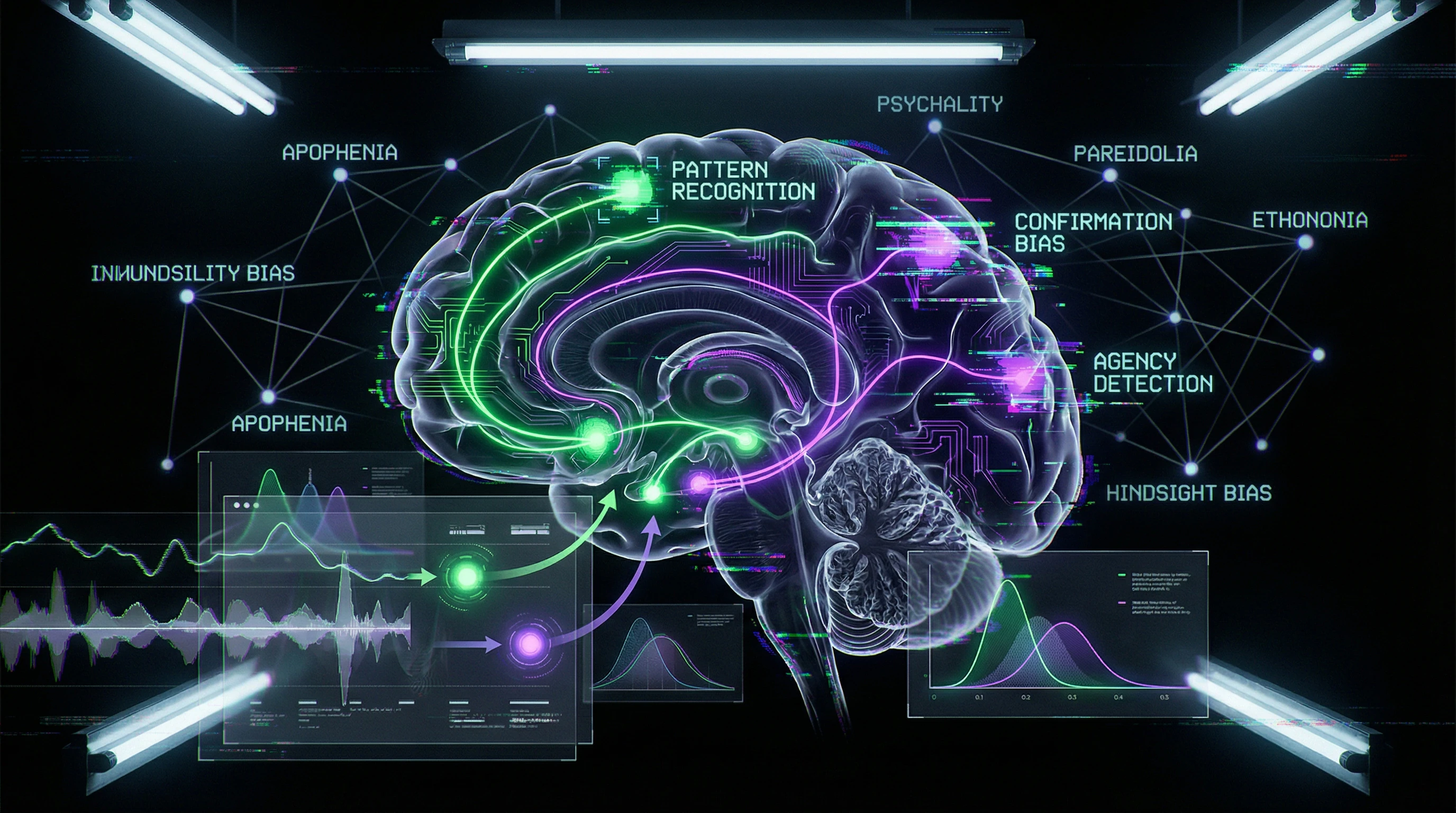 Schematic visualization of cognitive mechanisms creating the illusion of paranormal abilities