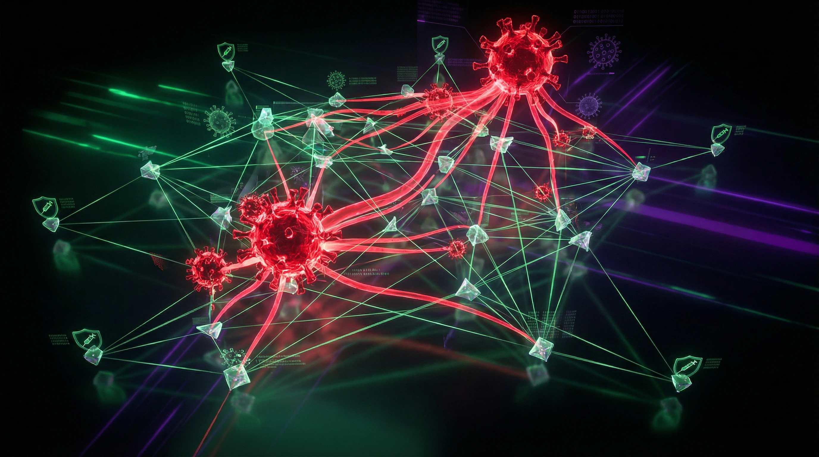Visualization of medical disinformation spread through social networks with high-virality nodes highlighted