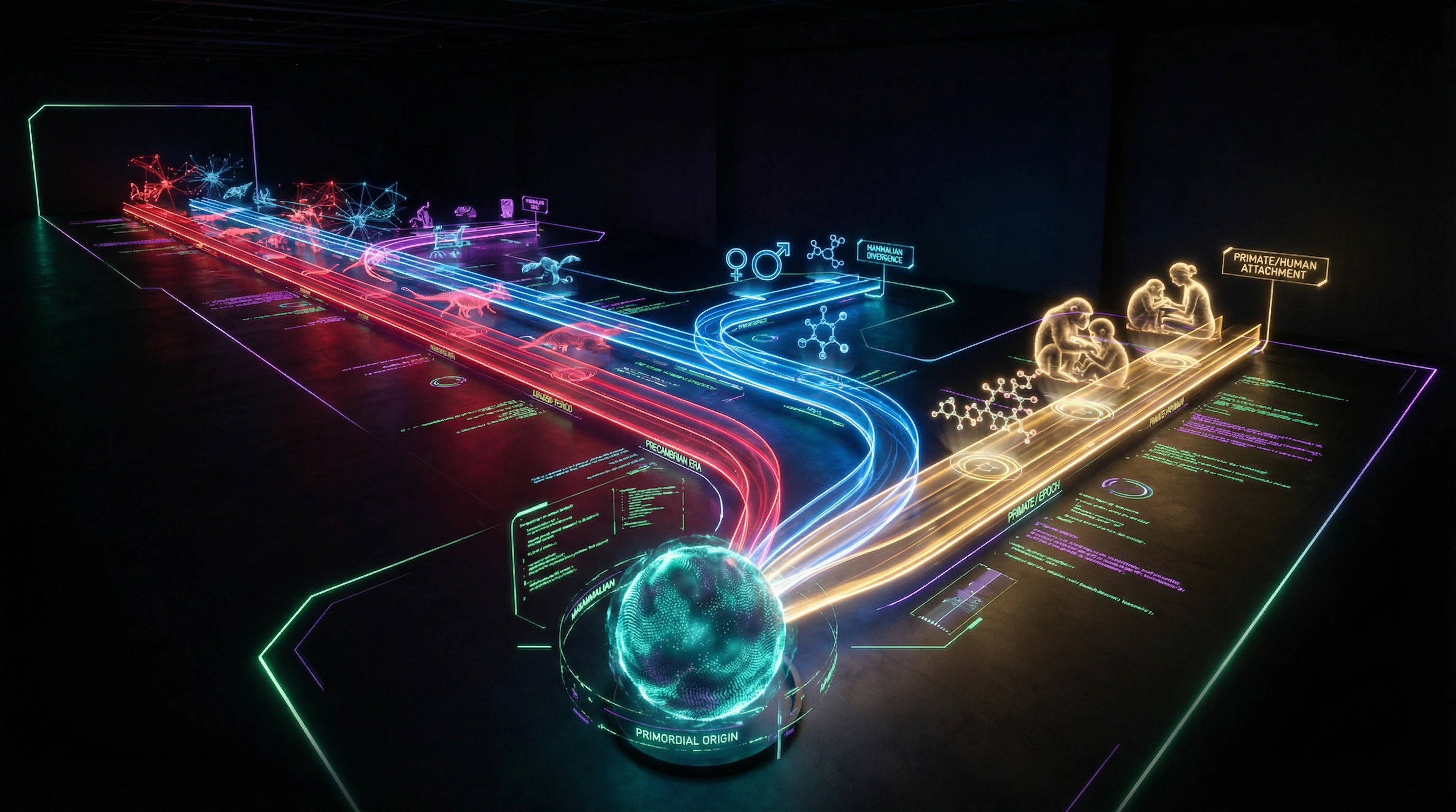 Эволюционная временная шкала развития трёх систем спаривания у млекопитающих