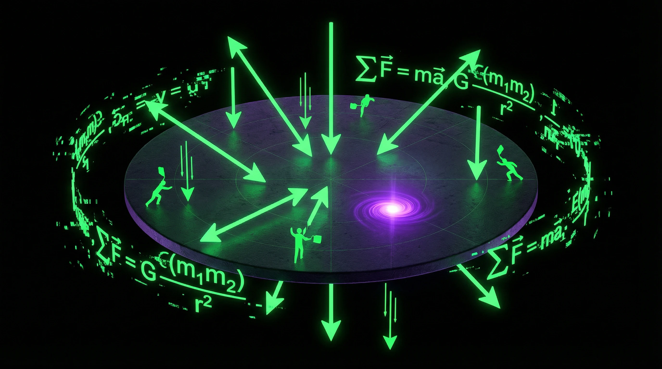 Visualization of contradictory gravity vectors on a flat Earth model