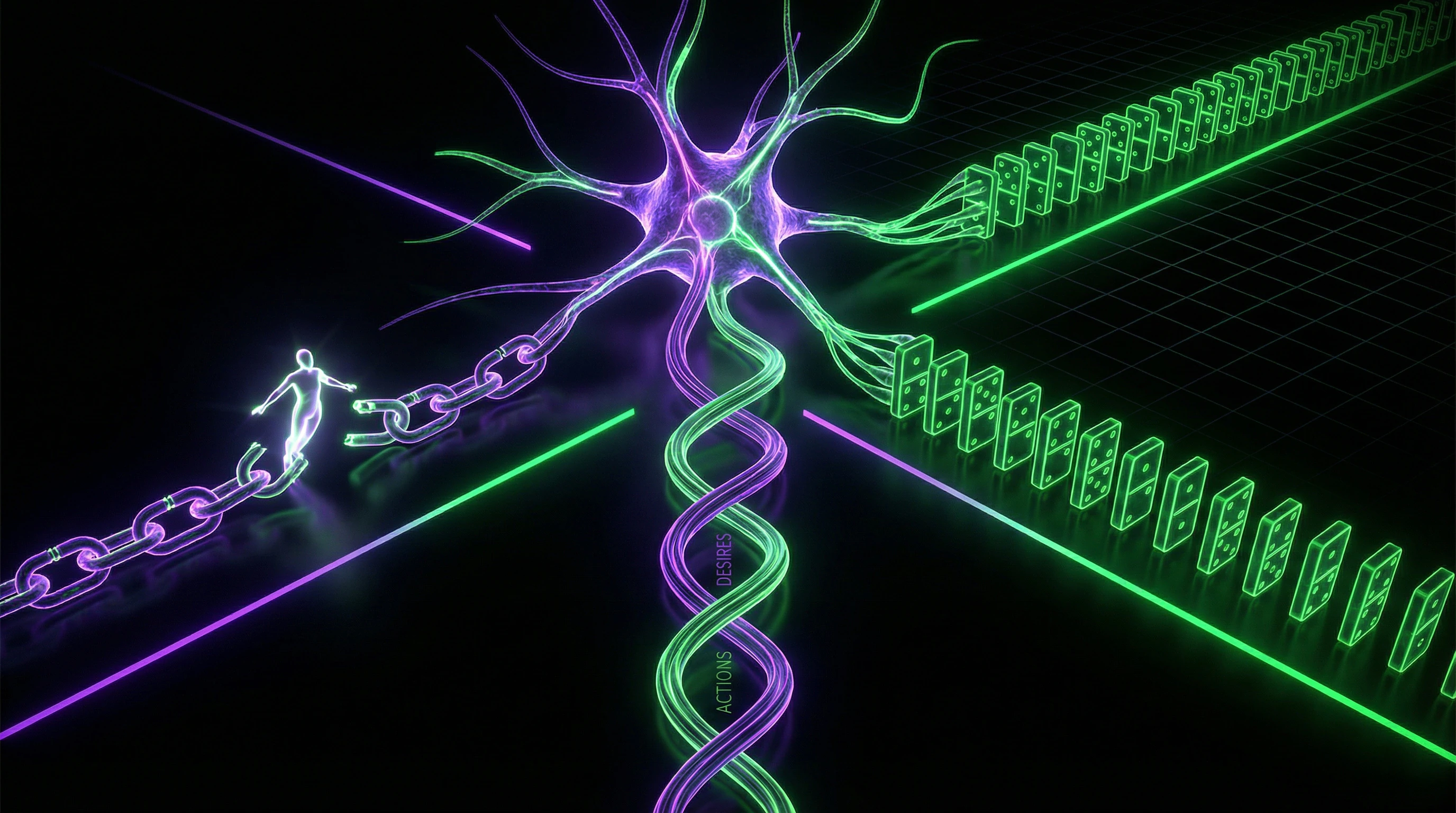 Visualización de tres posiciones filosóficas sobre el libre albedrío como caminos que se bifurcan
