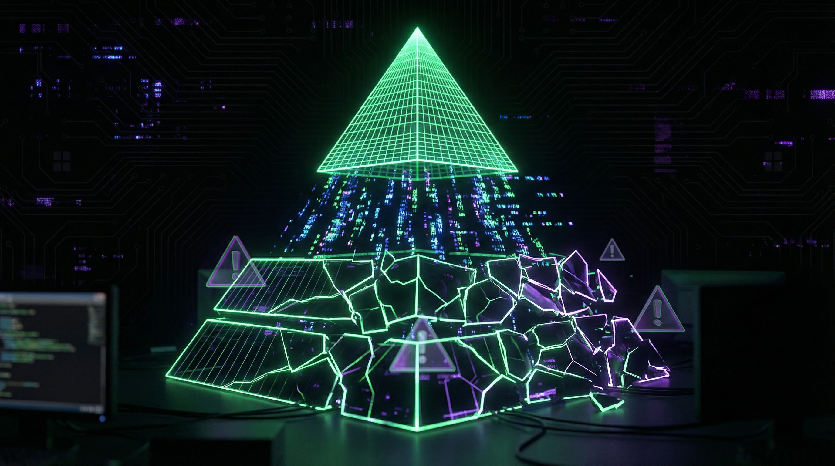 Evidence-based medicine pyramid with cracks in the foundation