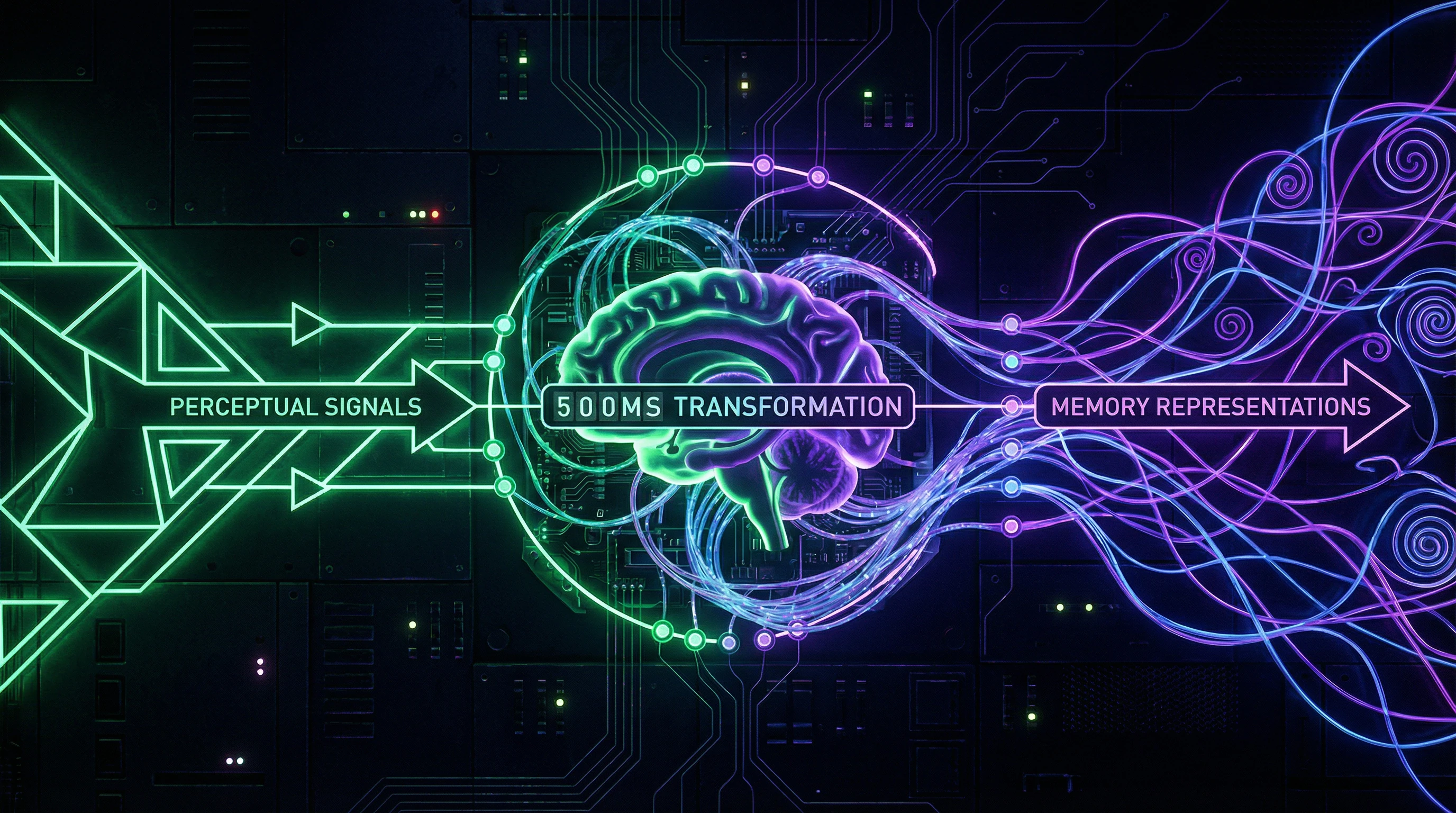 Визуализация гиппокампа как переключателя между восприятием и памятью с временной шкалой 500 миллисекунд