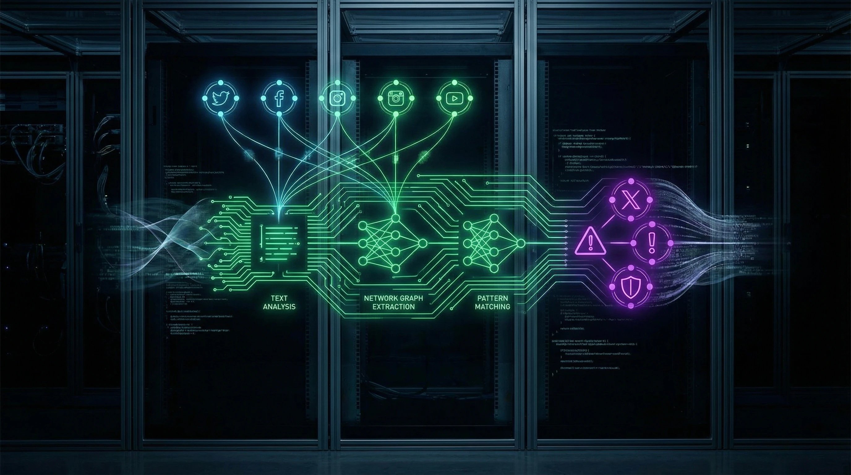 Diagram of automated conspiratorial content detection pipeline