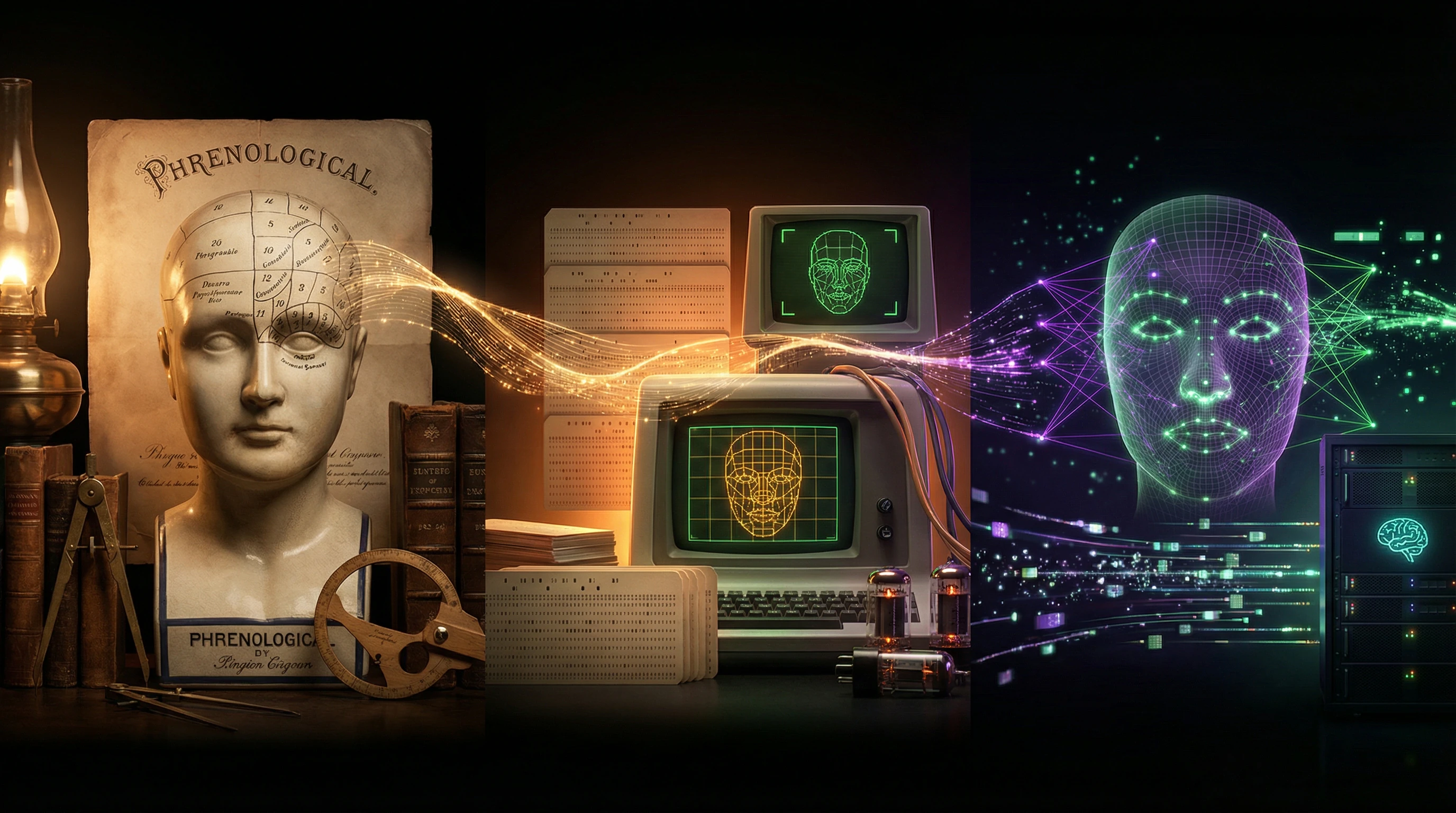 Evolution of physiognomy from phrenological skull maps to modern facial recognition algorithms