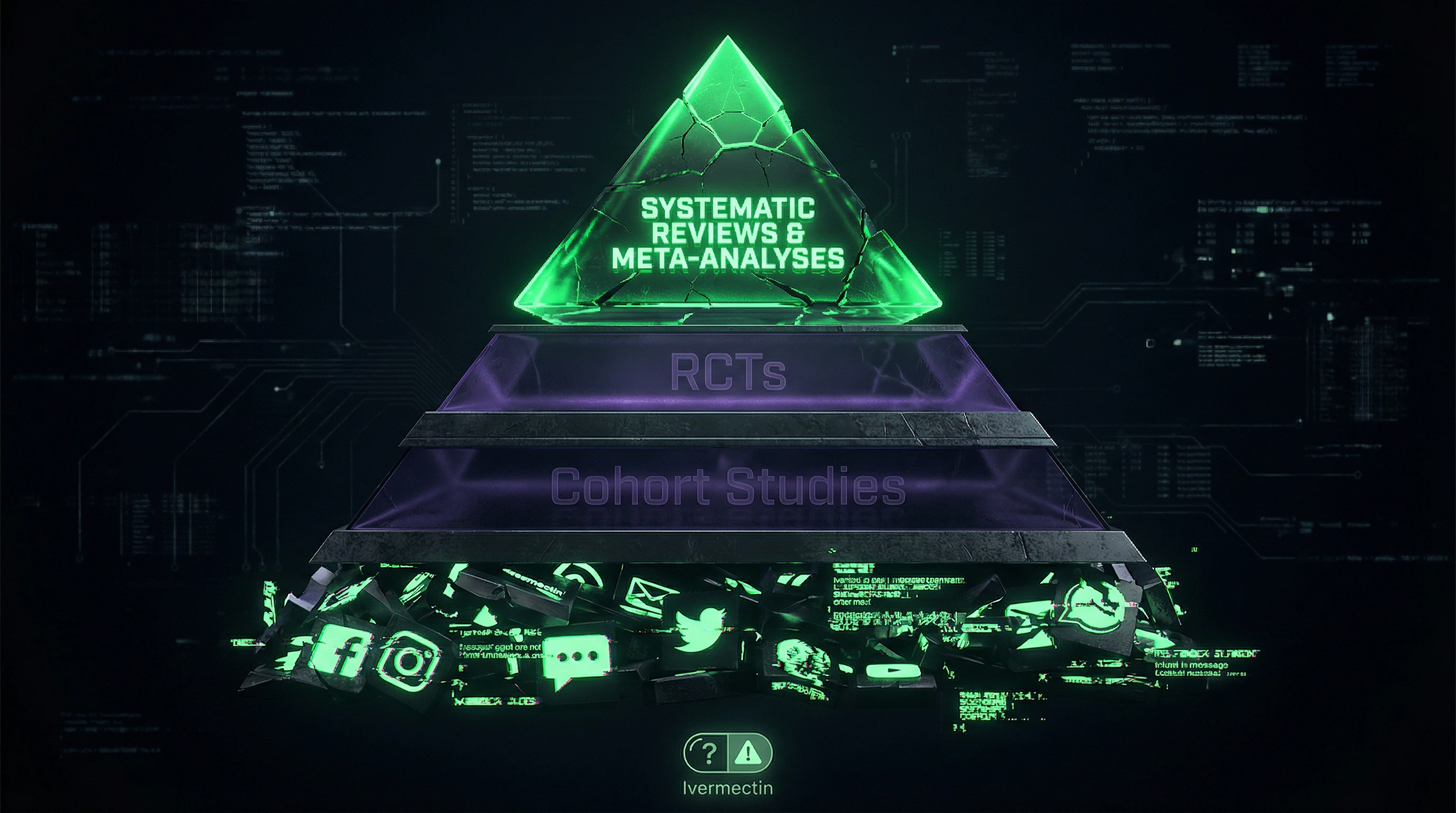 Pirámide de evidencia con ausencia de datos sobre ivermectina en autismo