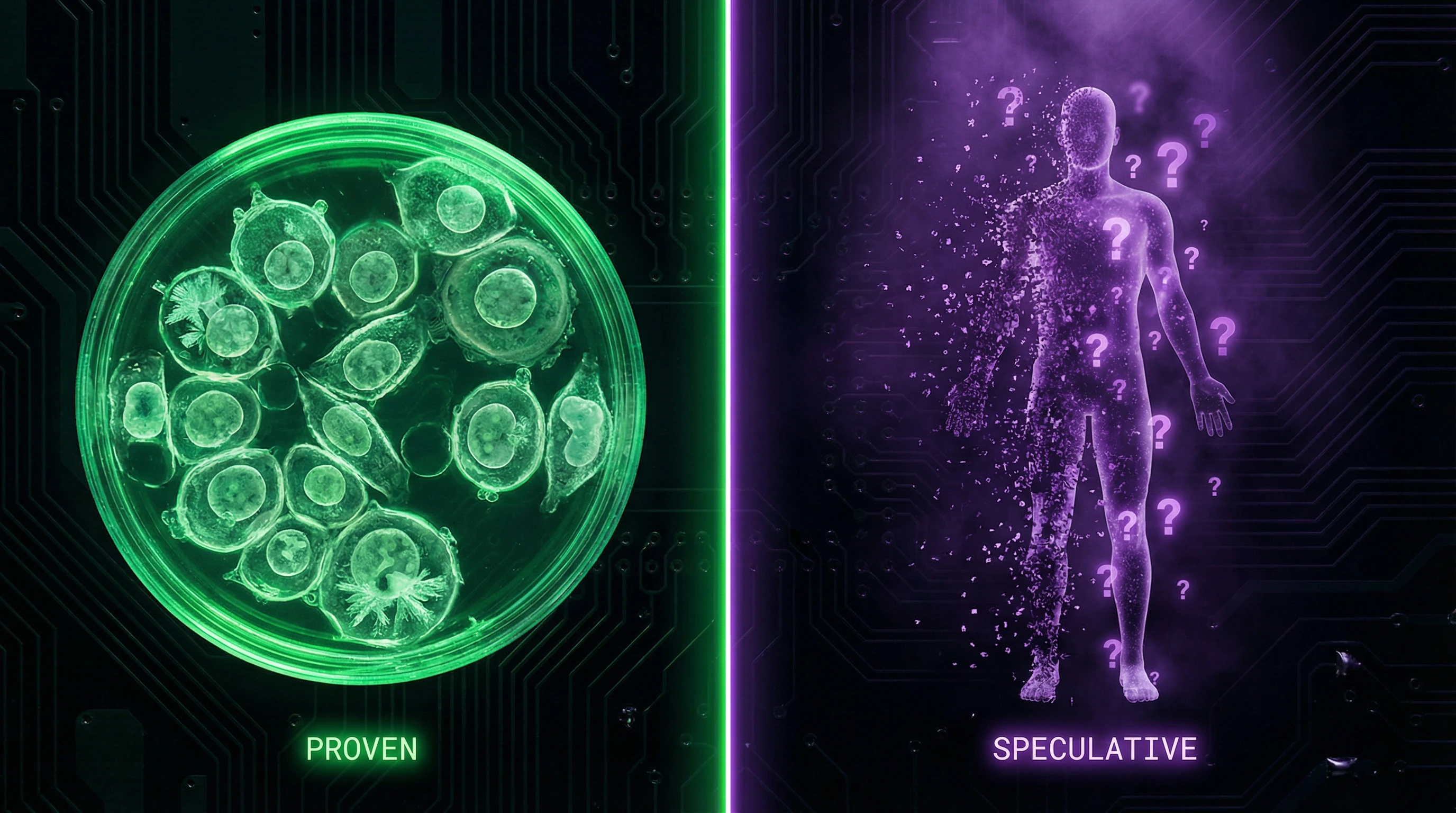 Visualization of the boundary between scientific experiments on cell cryopreservation and speculative promises of human resurrection
