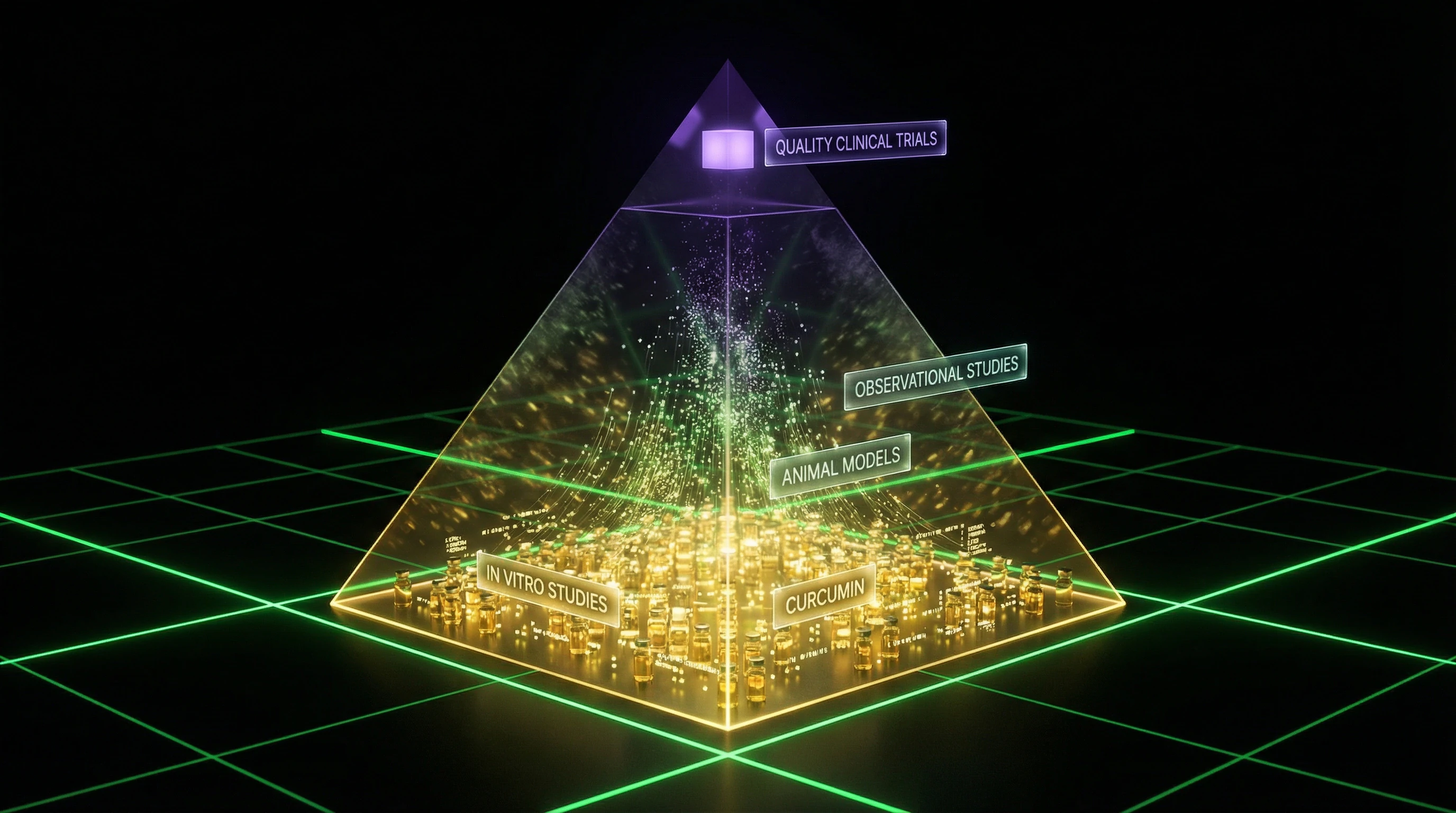 Visualization of the hierarchy of scientific evidence with positioning of curcumin research