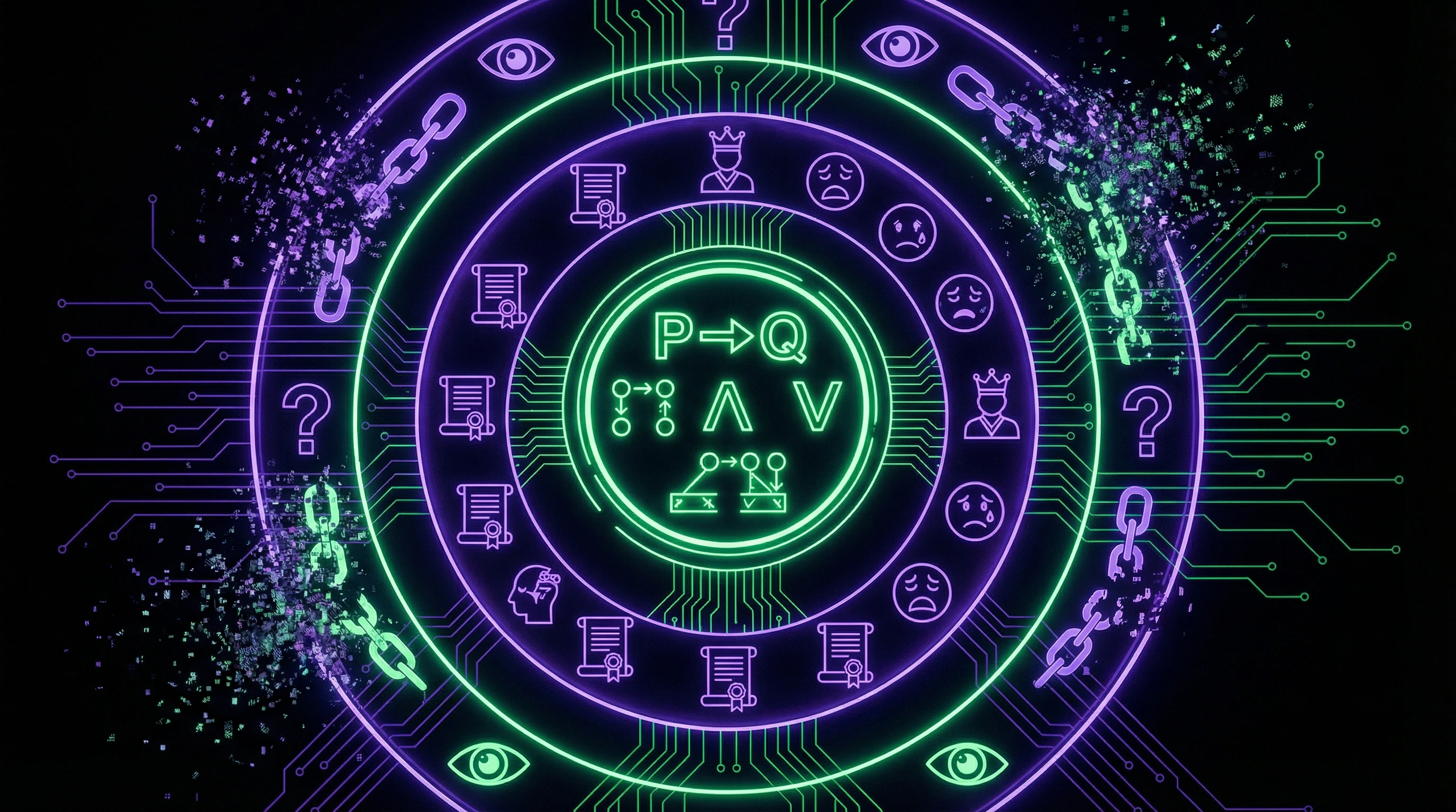 Diagramm der drei Ebenen logischer Fehlschlüsse in religiöser Argumentation