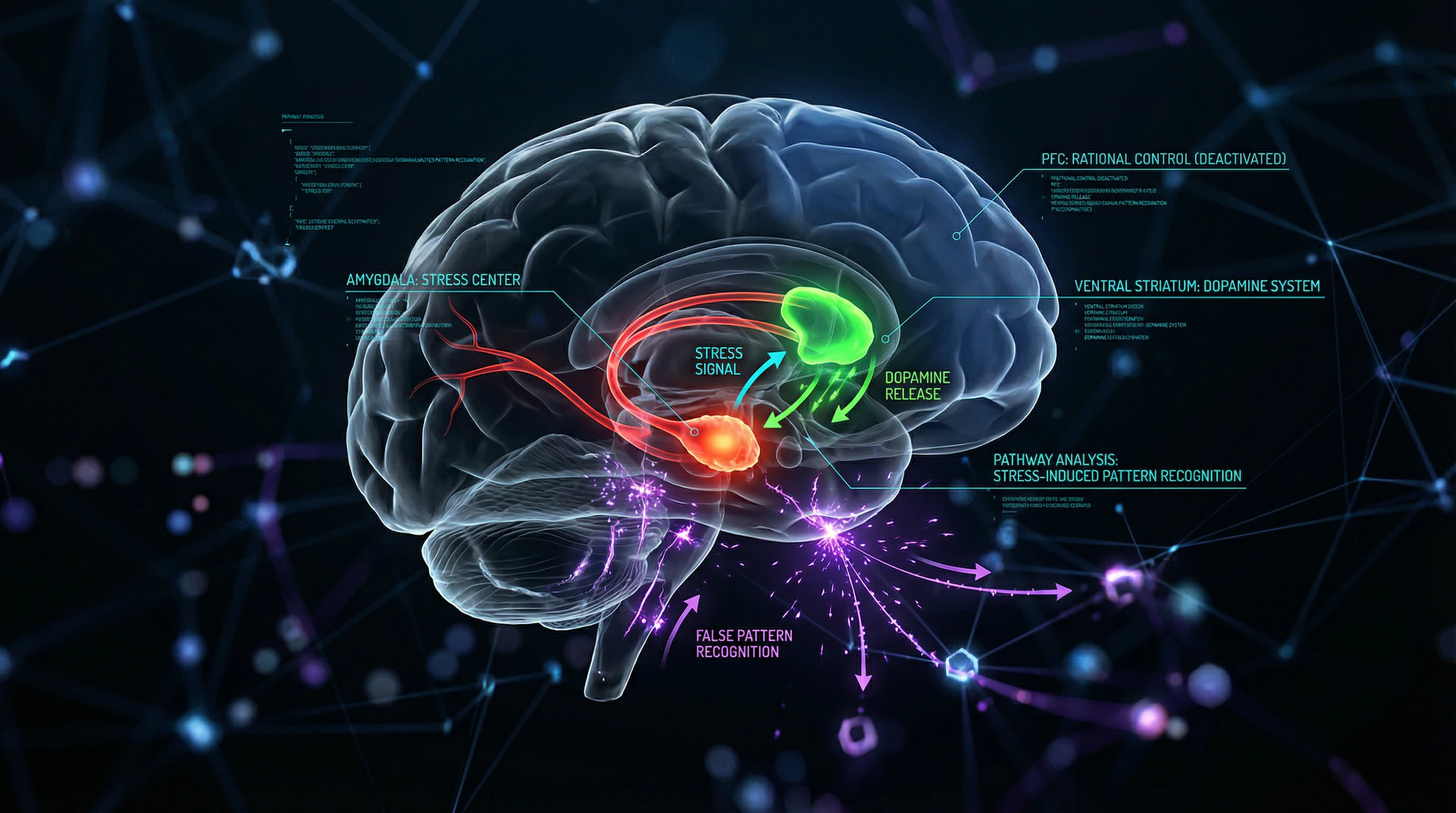 Neural pathways of magical thinking formation from stress to false causality