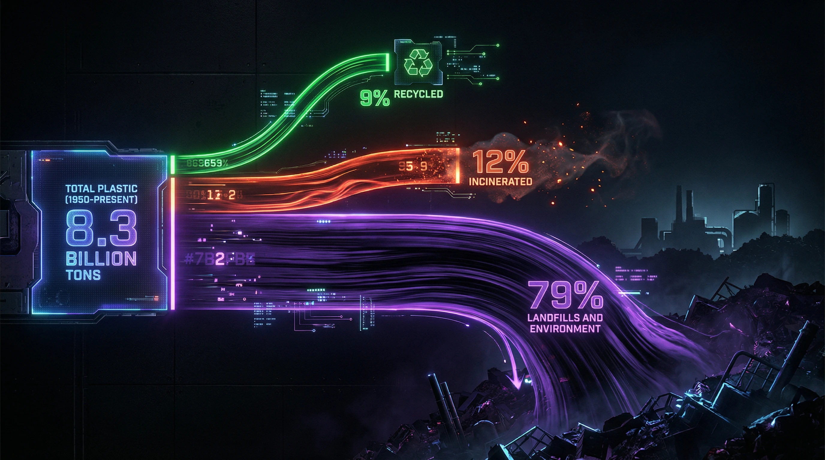 Infographic of global plastic waste fate since 1950