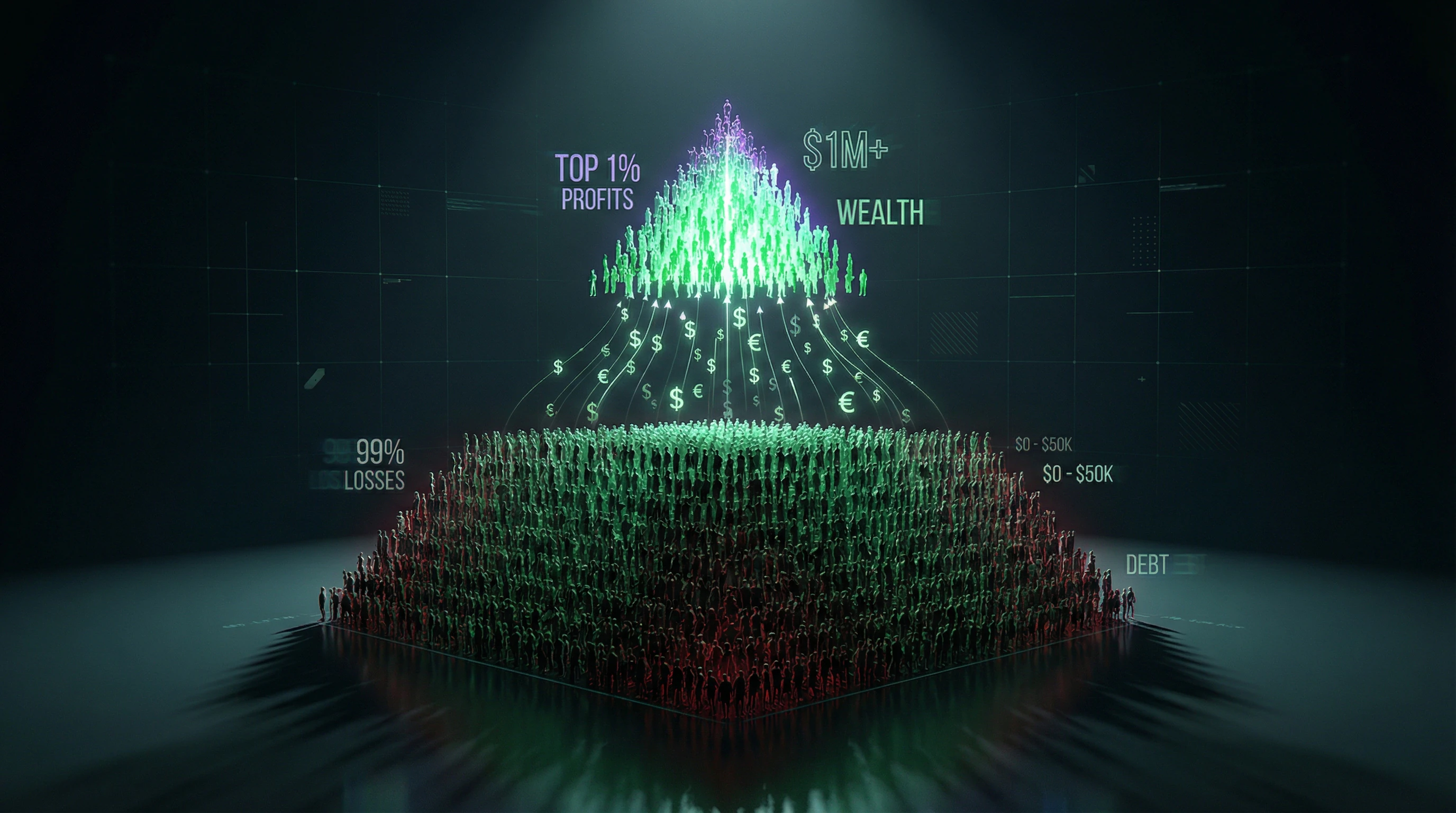Visualization of income distribution in a typical MLM structure as a pyramid