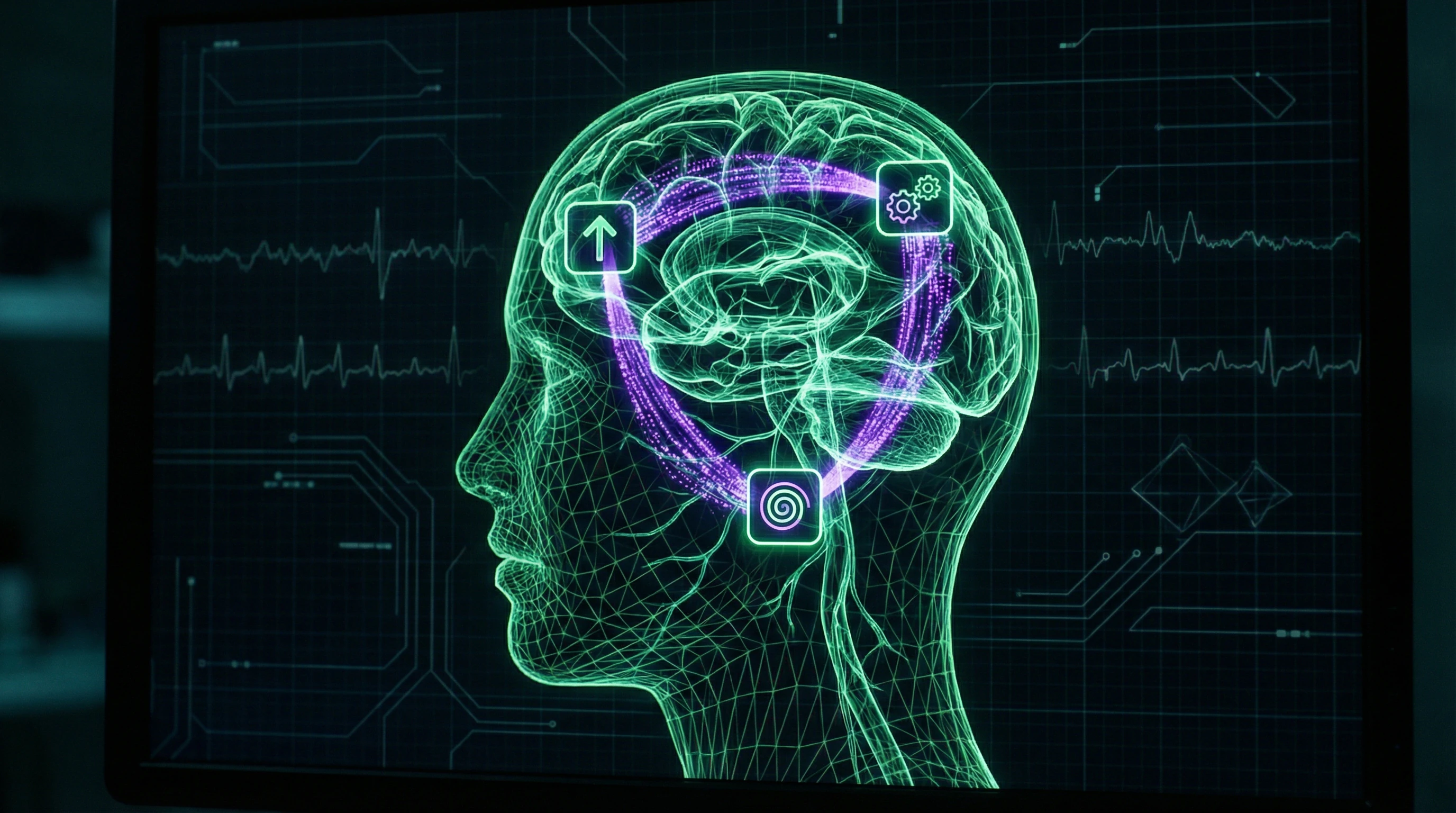 Schema der kognitiven Komponenten des Gebetsakts mit neuronalen Pfaden