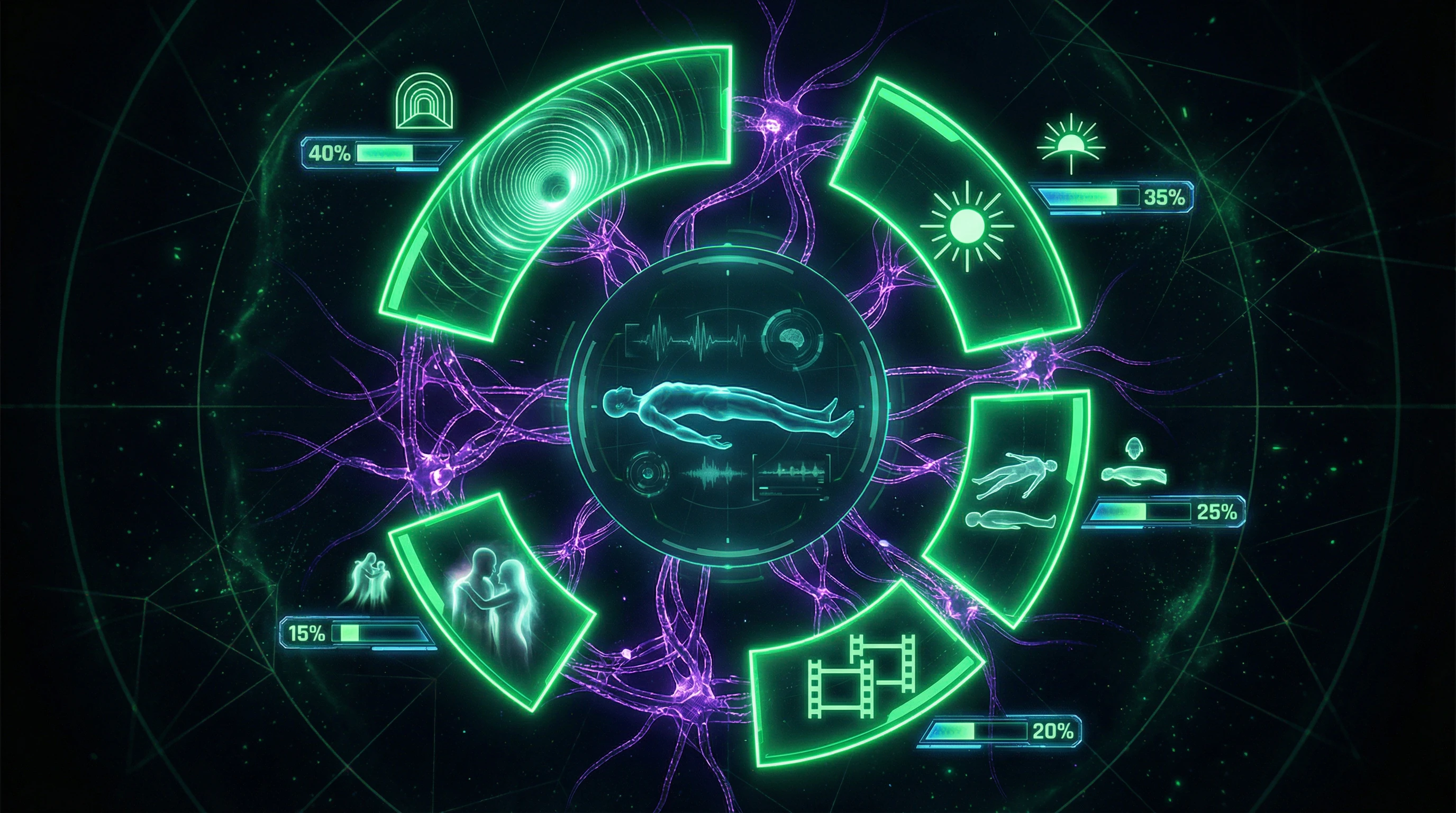 Taxonomisches Schema der Elemente von Nahtoderfahrungen mit Angabe der Häufigkeit des Auftretens
