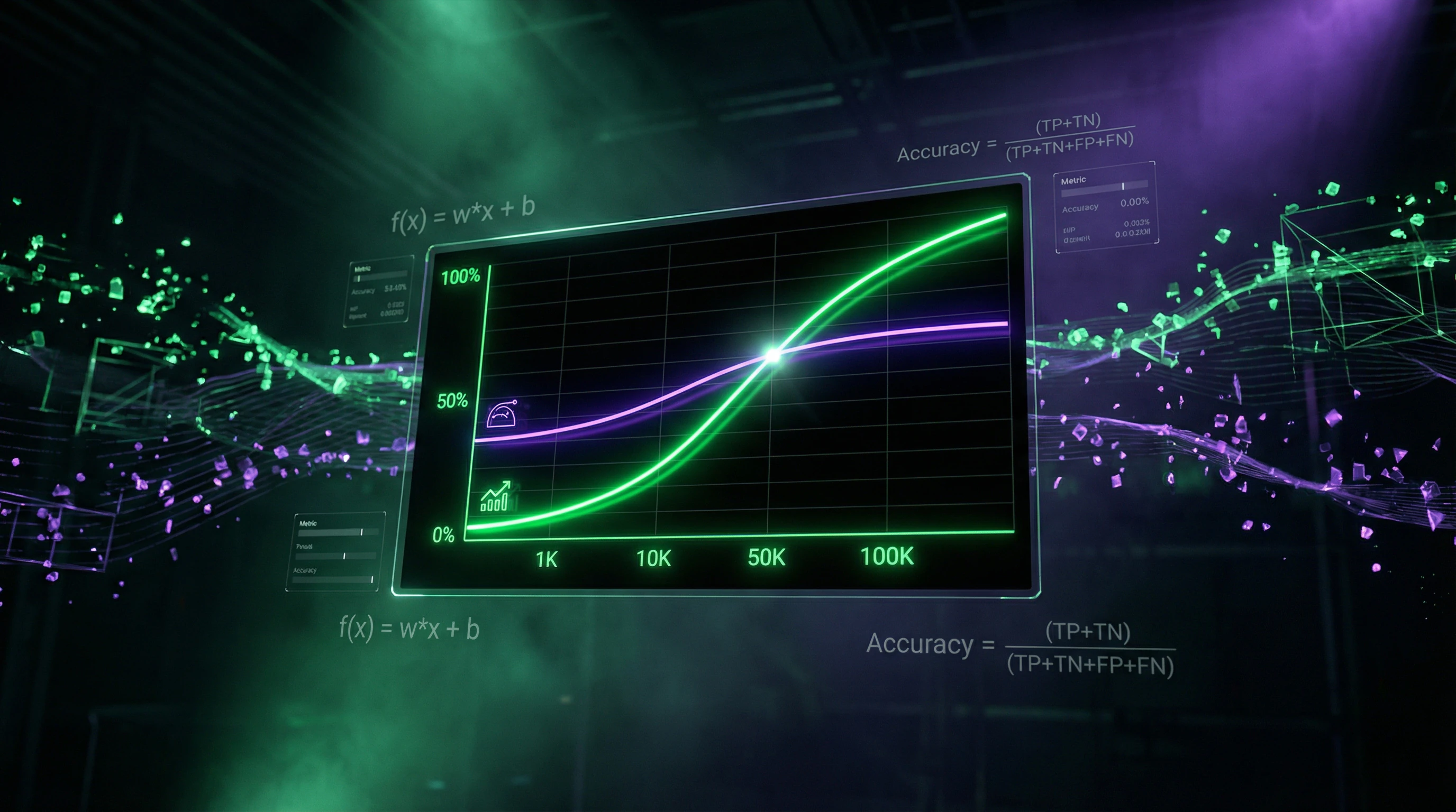 Comparative performance graph of neural networks and traditional methods across different data volumes