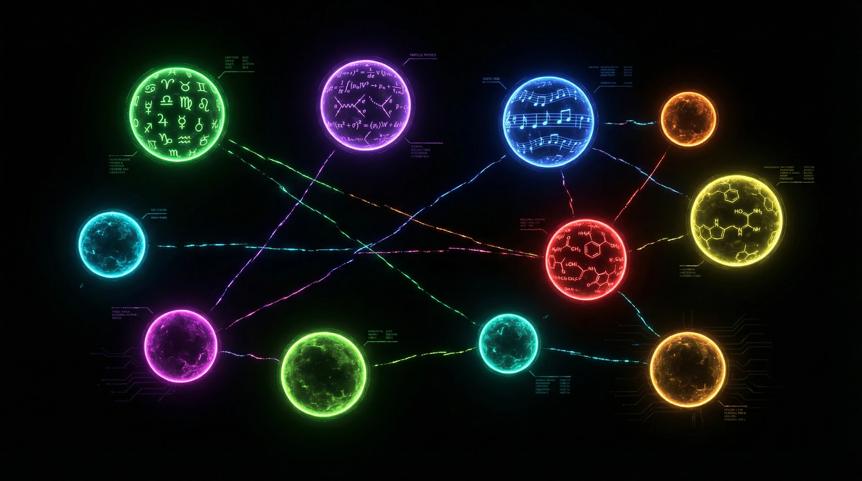 Visualization of semantic space of unconnected sources as scattered clusters without a common center