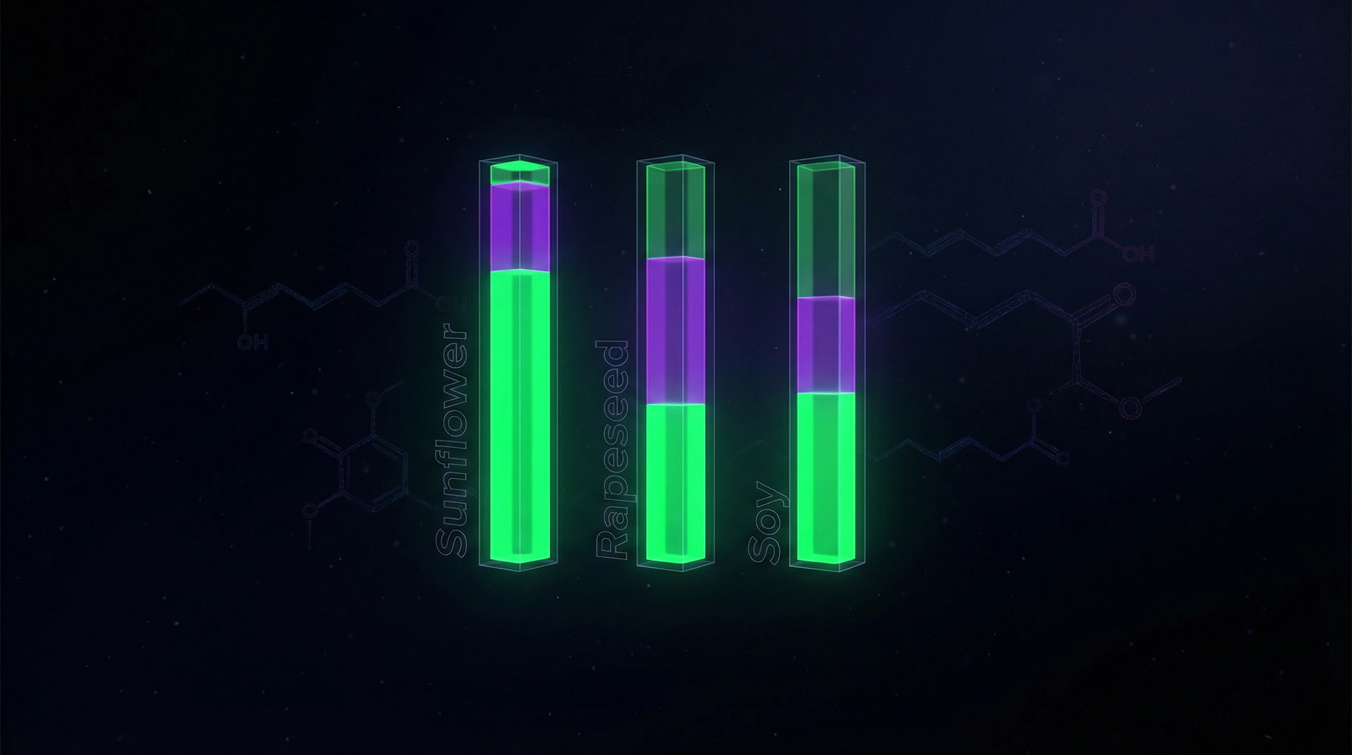 Comparative diagram of fatty acid composition in various vegetable oils