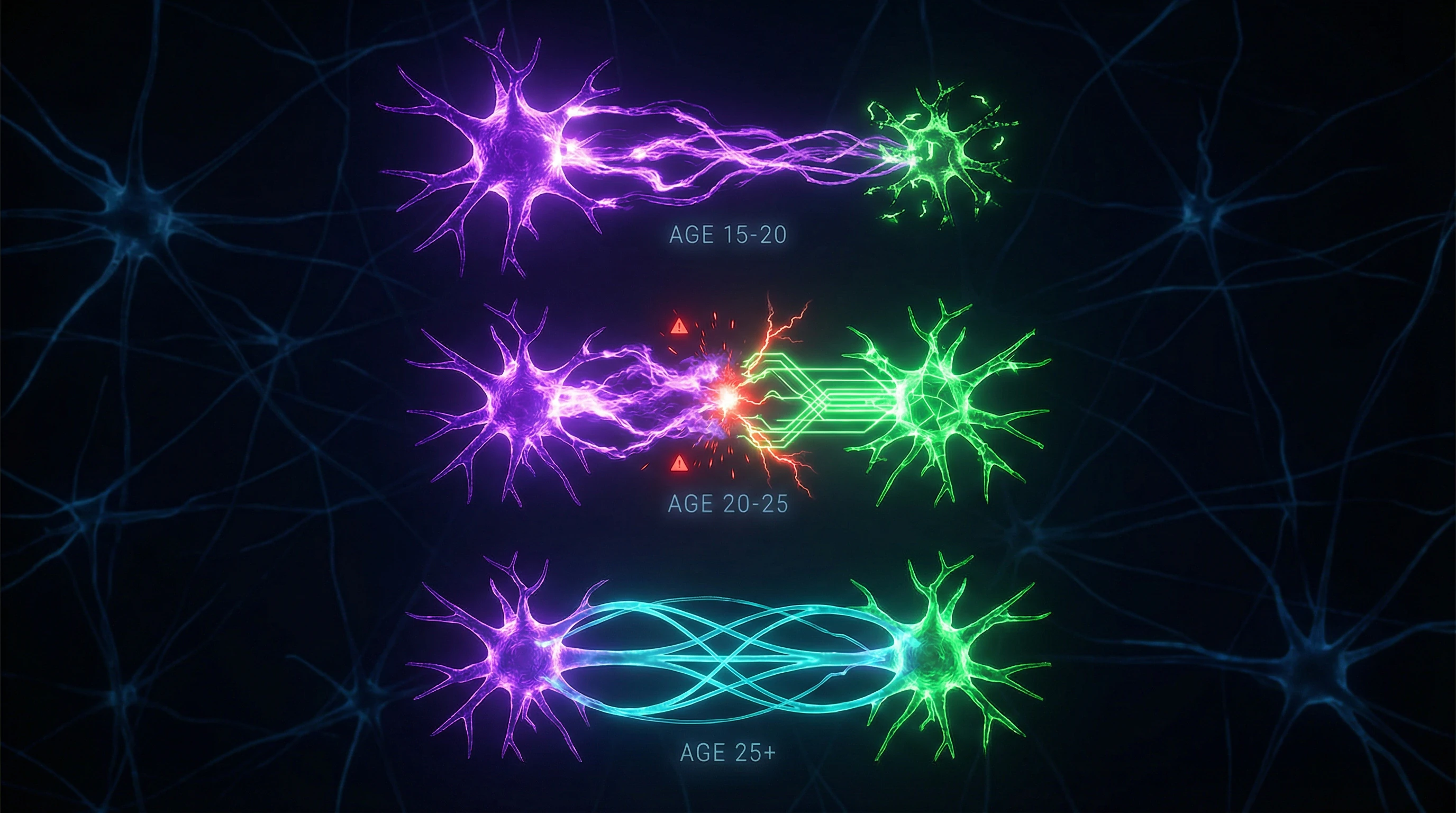 Визуализация баланса между амигдалой и префронтальной корой в разные возрастные периоды
