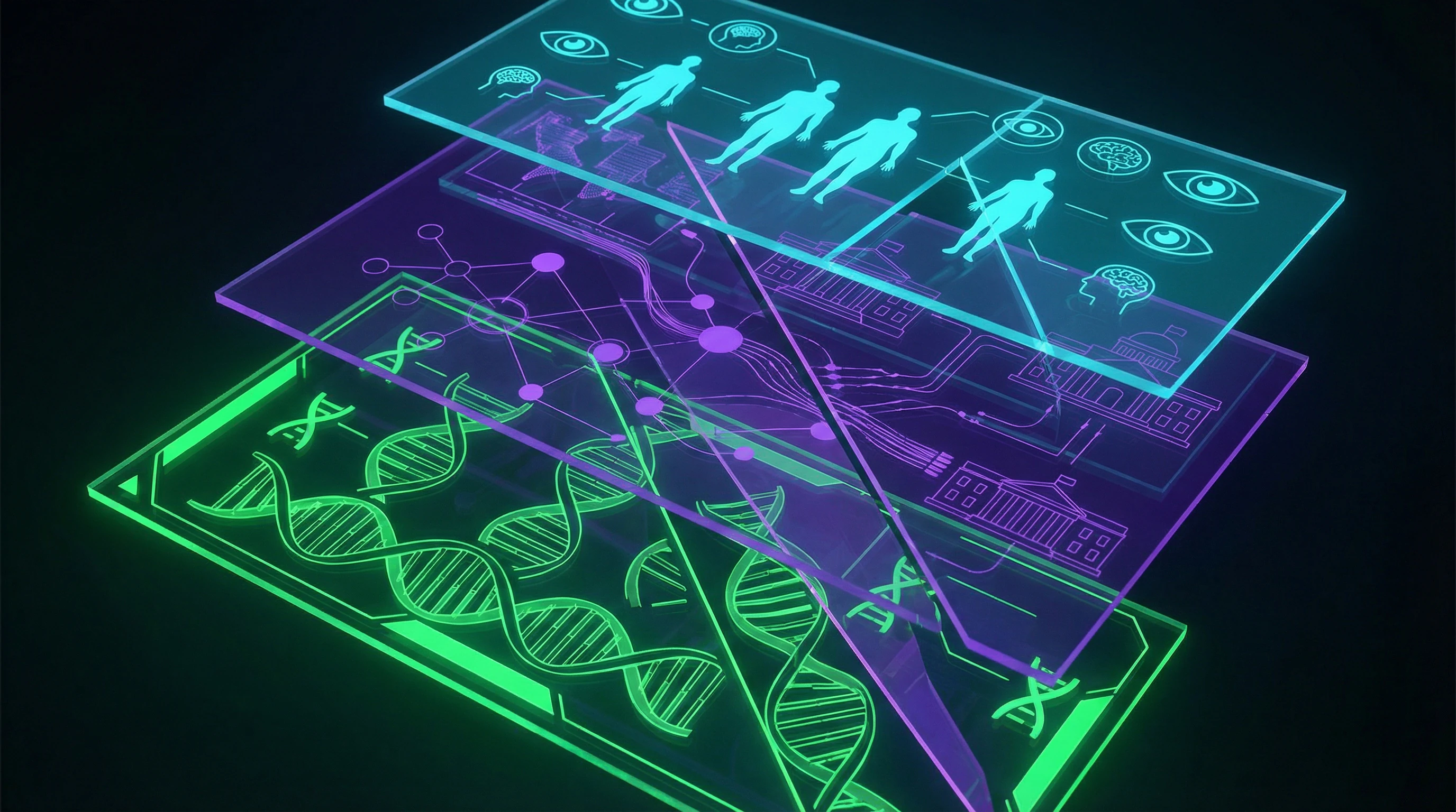 Visualization of three different conceptual models of race as intersecting information layers