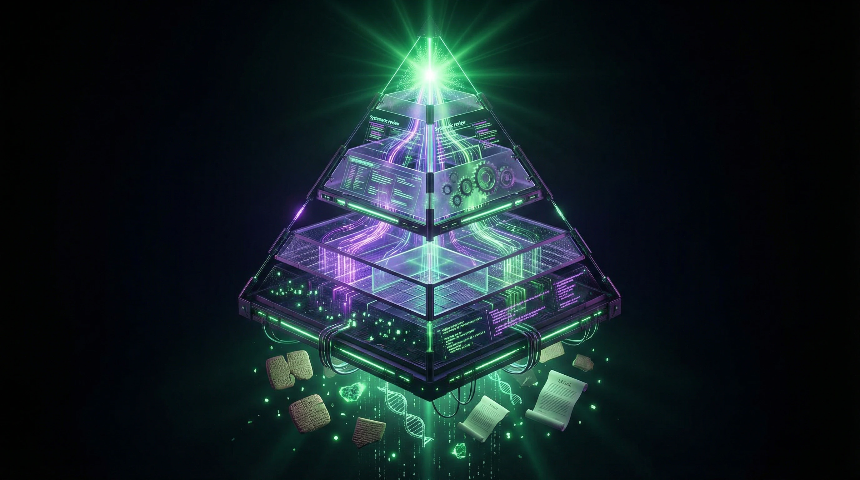 Visualization of scientific source hierarchy from primary data to meta-analysis