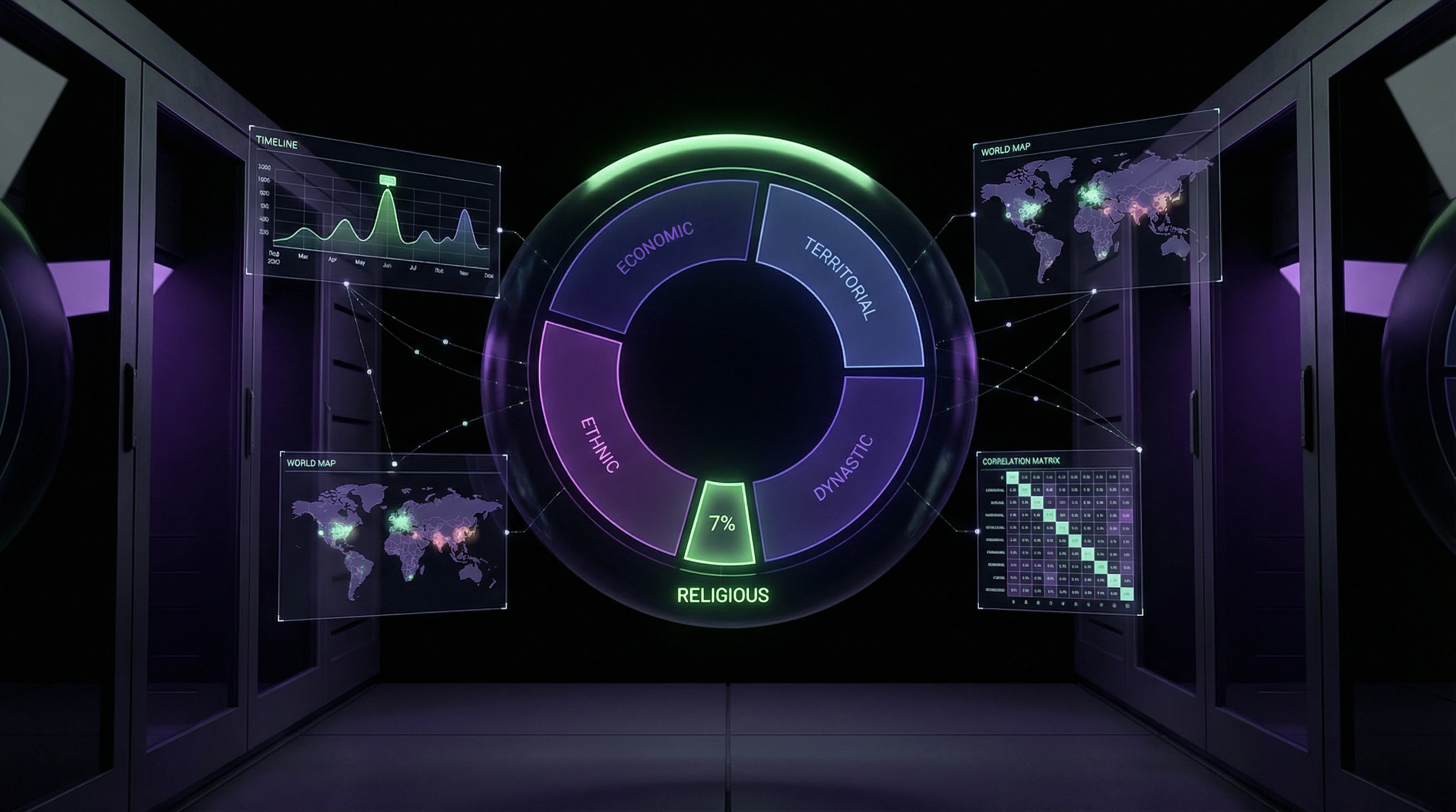 Инфографика распределения причин 1763 исторических войн с выделением религиозного фактора