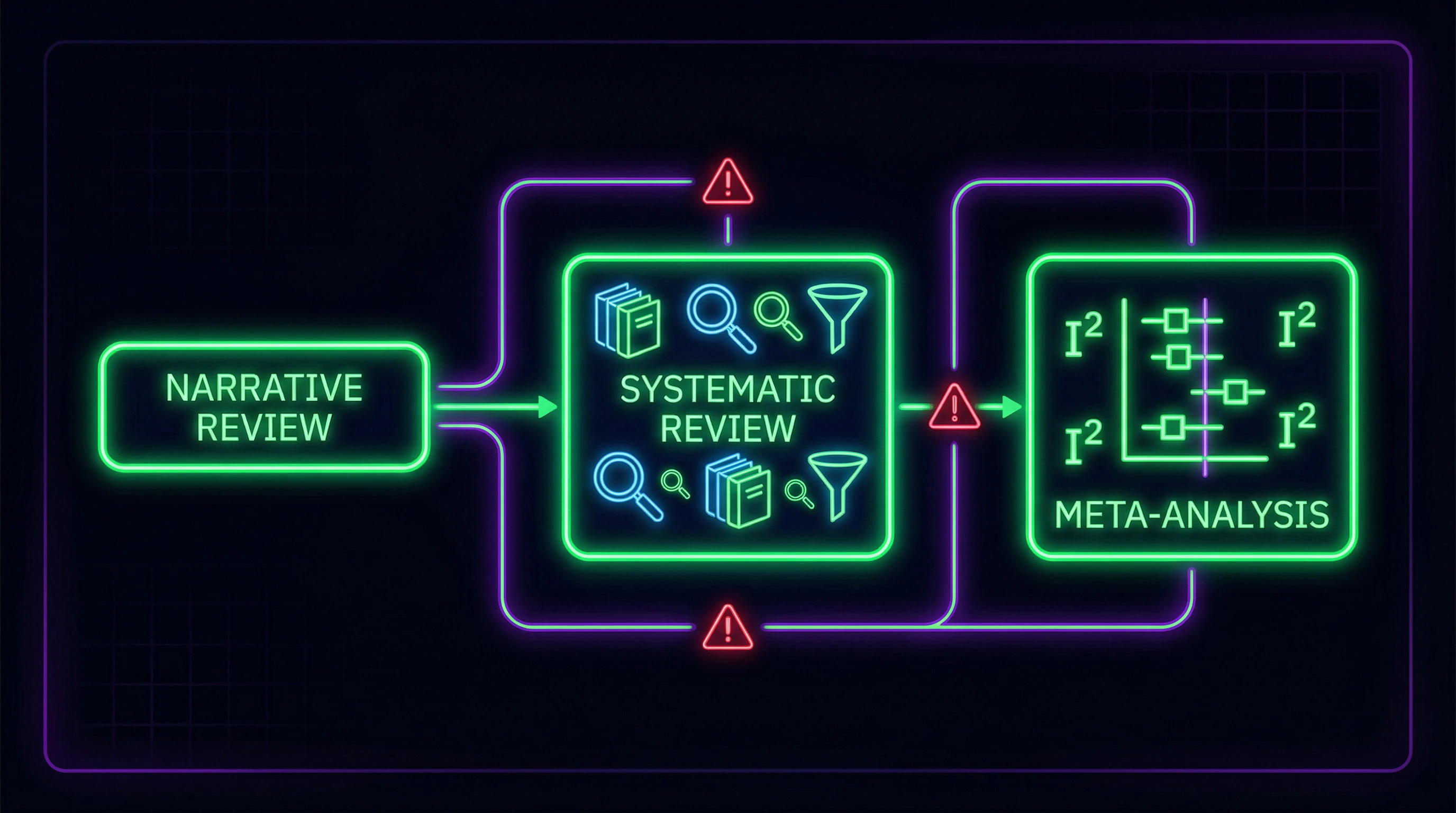 Схема разграничения систематического обзора и мета-анализа с критериями качества