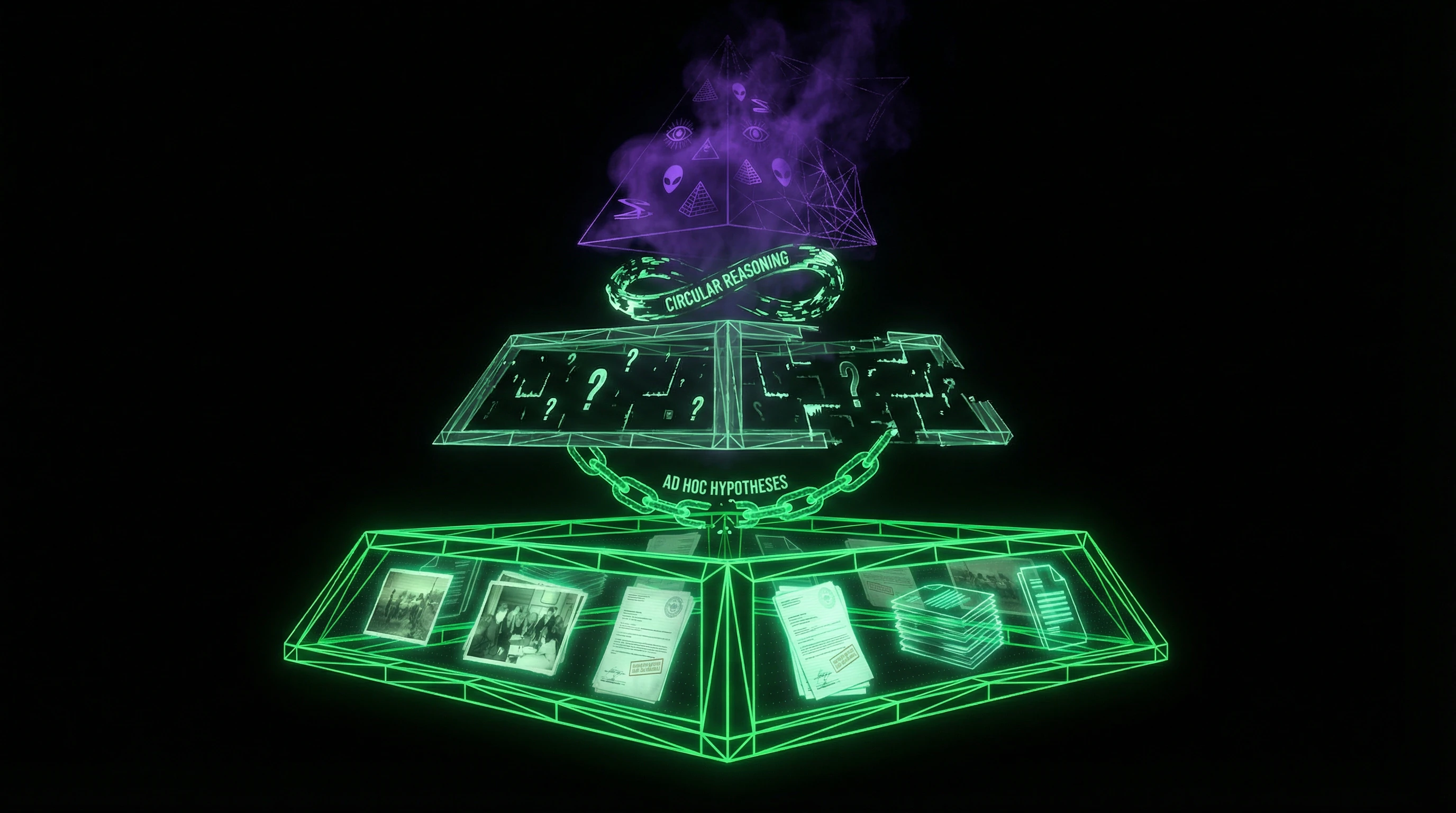 Hierarchical diagram of evidence levels in the Roswell incident