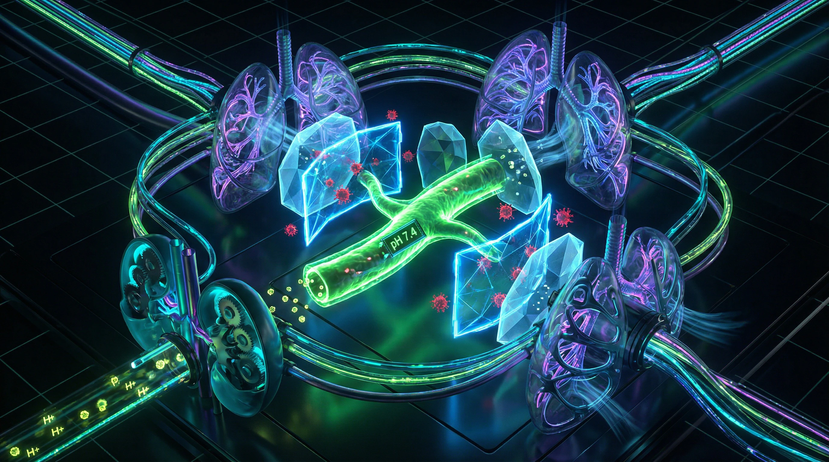 Visualization of three levels of blood pH regulation in the body