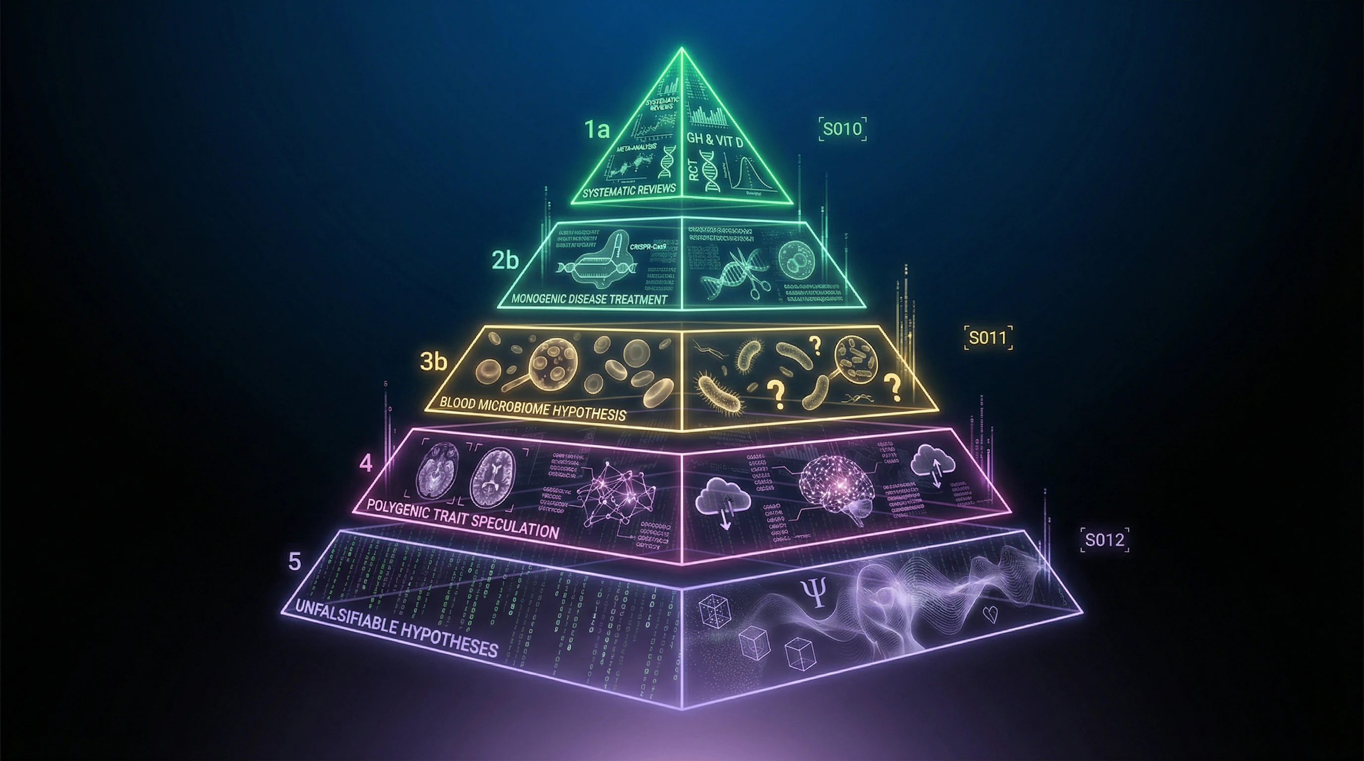 Evidence pyramid for various superpowers