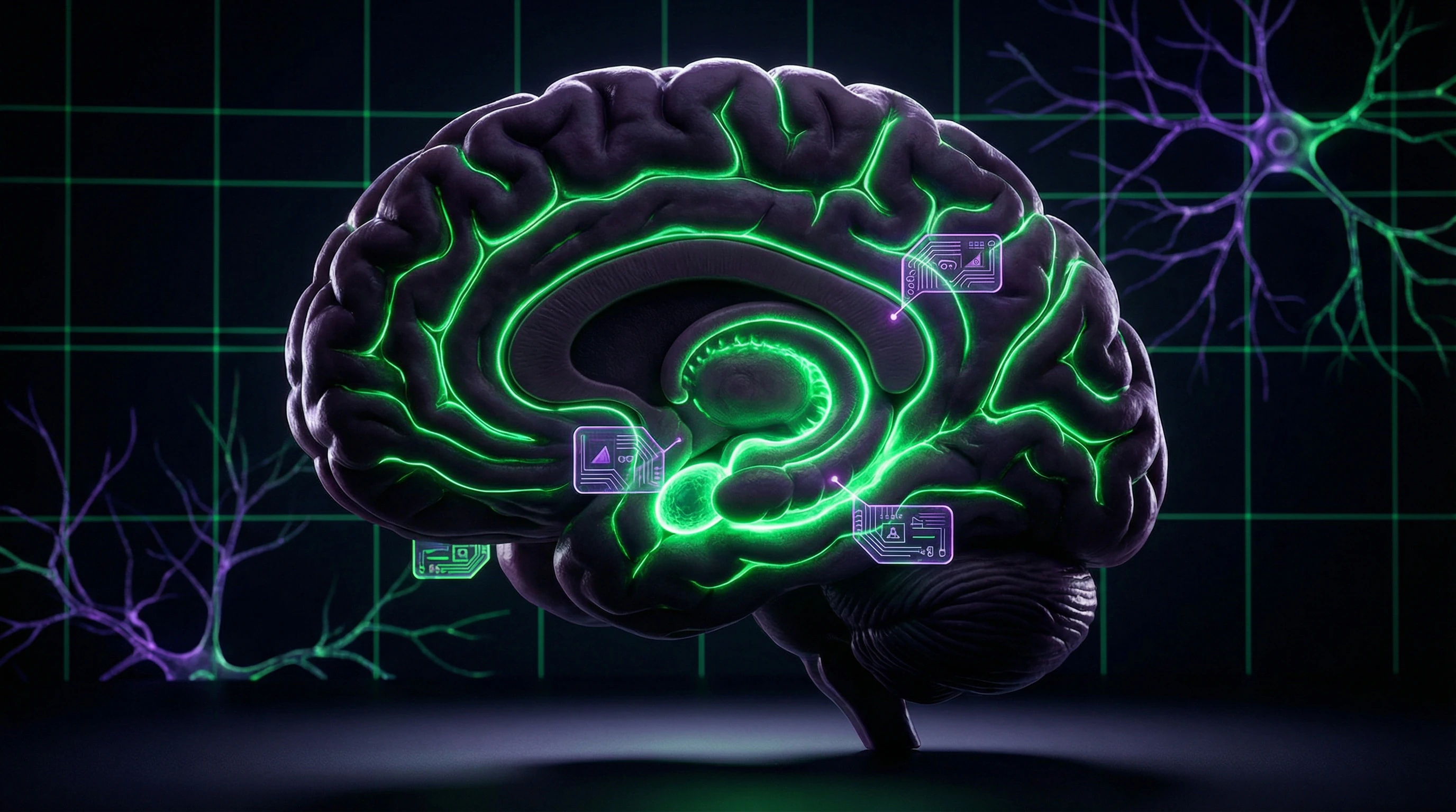 Diagram of temporal lobe with highlighted zones associated with religious experience