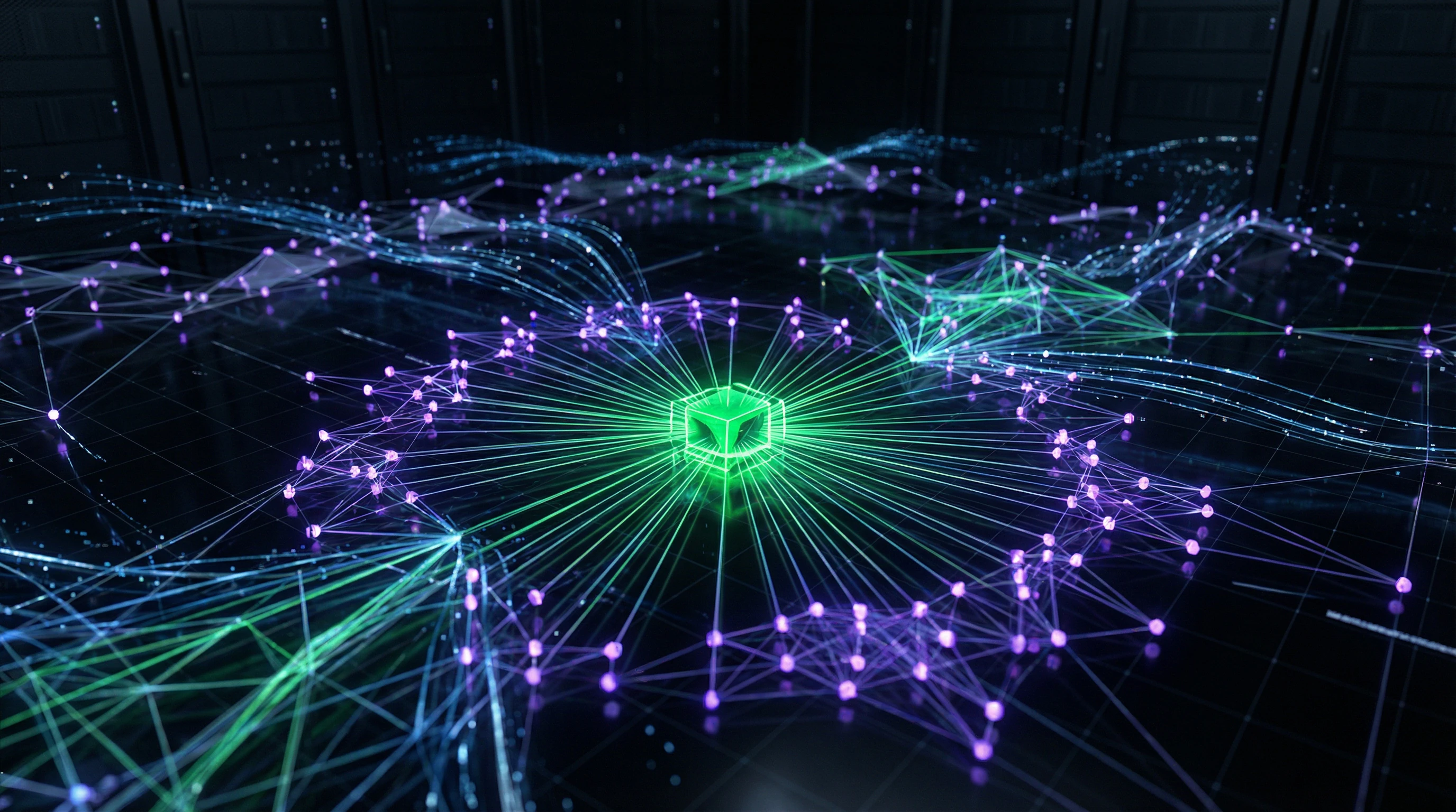 Visualización de red de bots y cuentas automatizadas en redes sociales