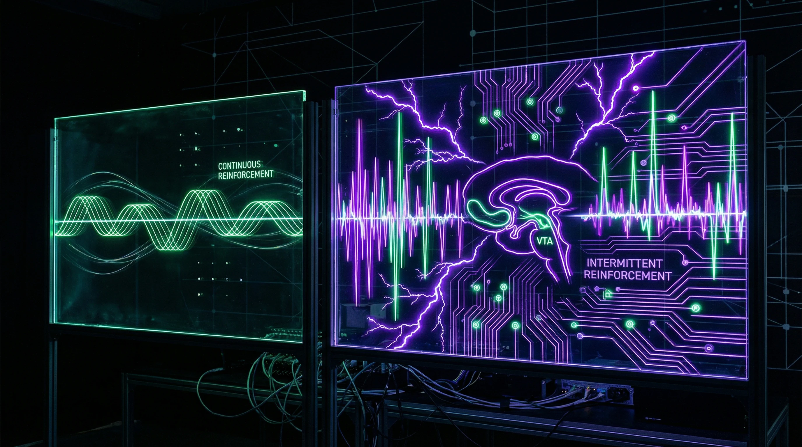 Comparison of dopamine response patterns under constant versus intermittent reinforcement