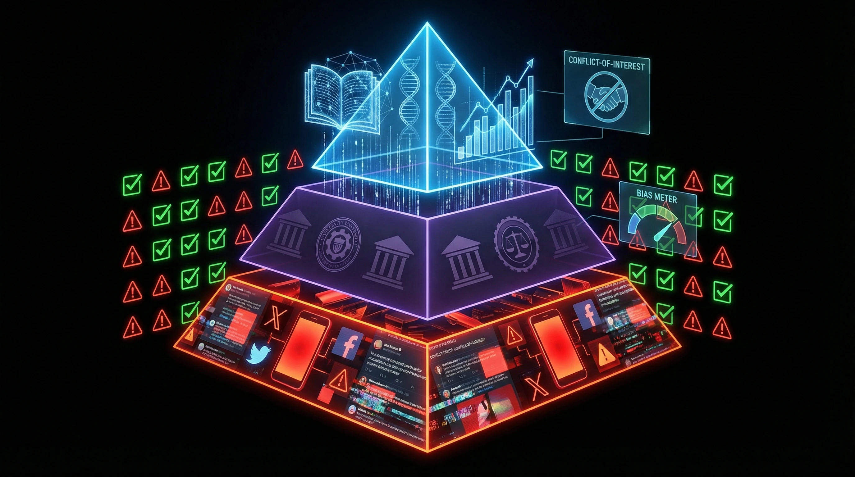 Three-level pyramid of vaccination information sources with reliability gradient