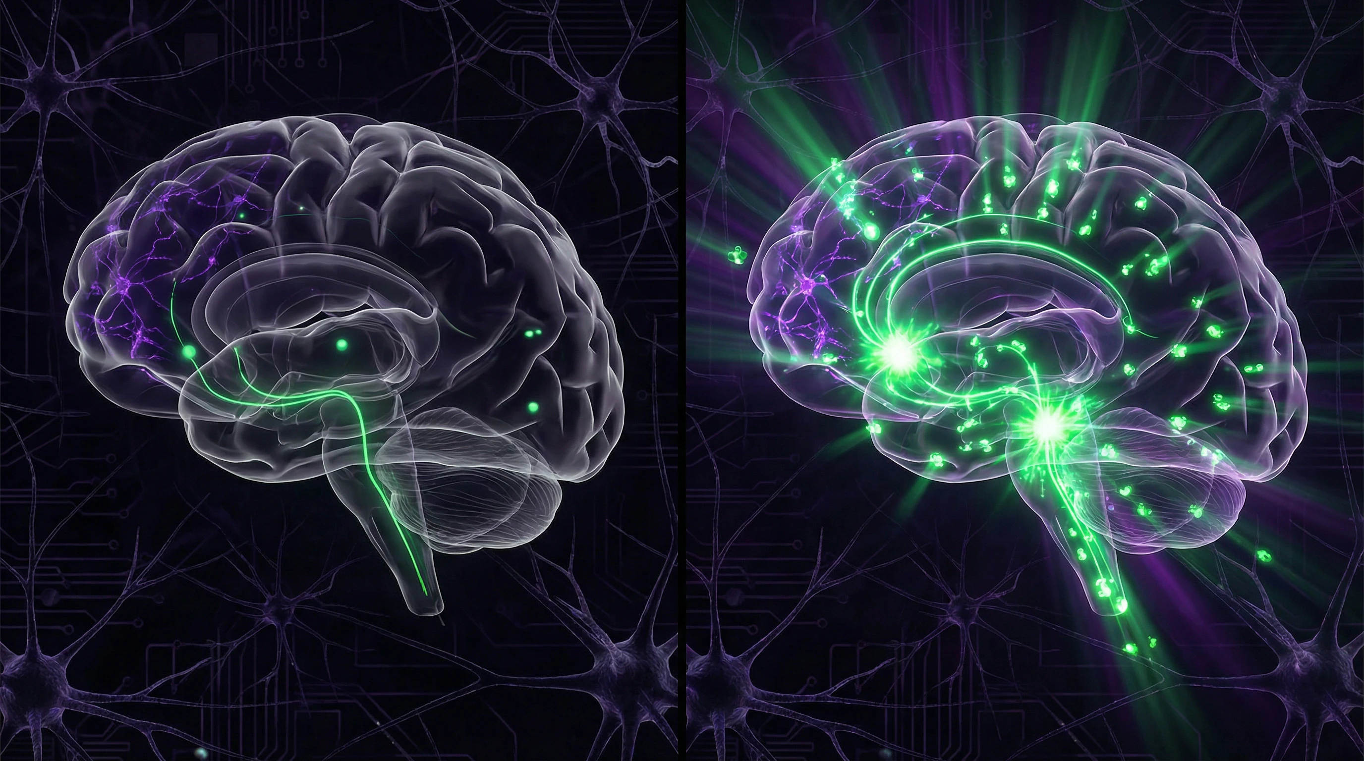 Neurobiological diagram of dopaminergic pathways during unpredictable reinforcement