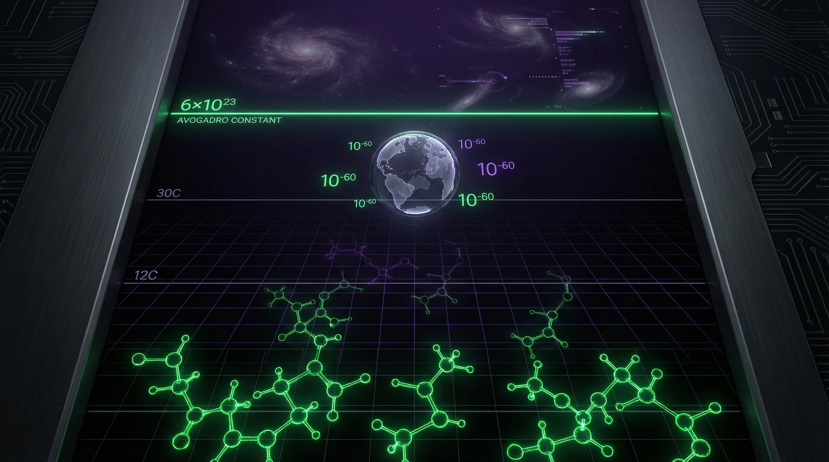 Визуализация масштаба гомеопатических разведений в сравнении с числом Авогадро и объёмом наблюдаемой Вселенной